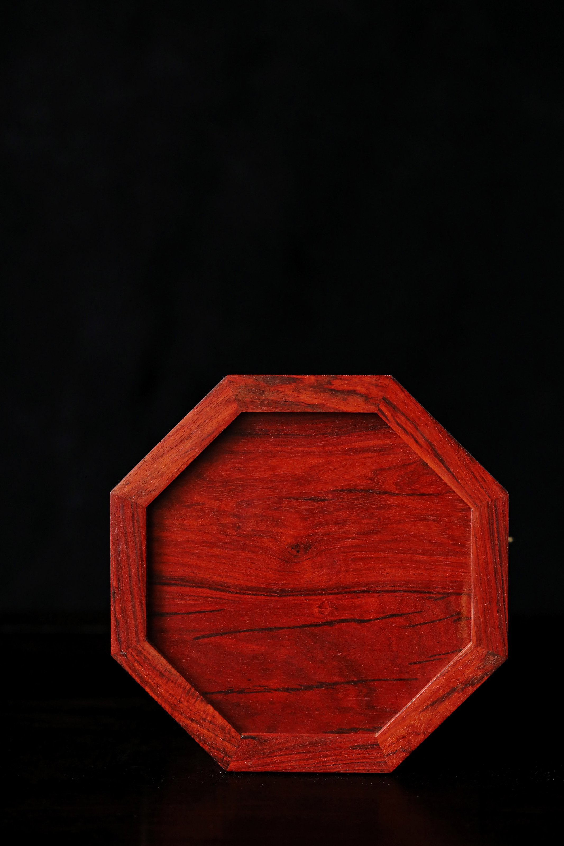 Small-leaf sandalwood carved octagonal box with passionflower design