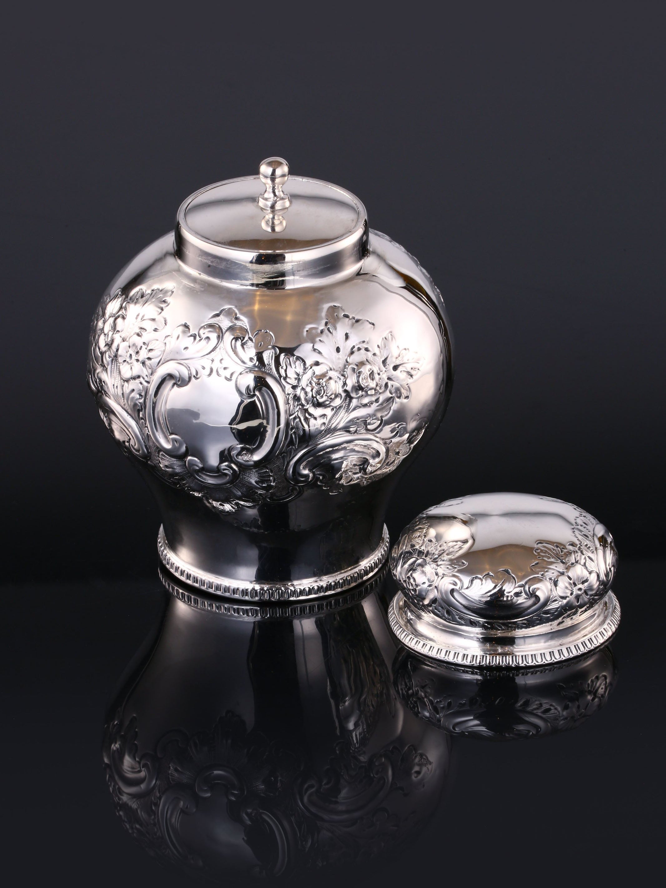 19th-century British sterling silver tea caddy