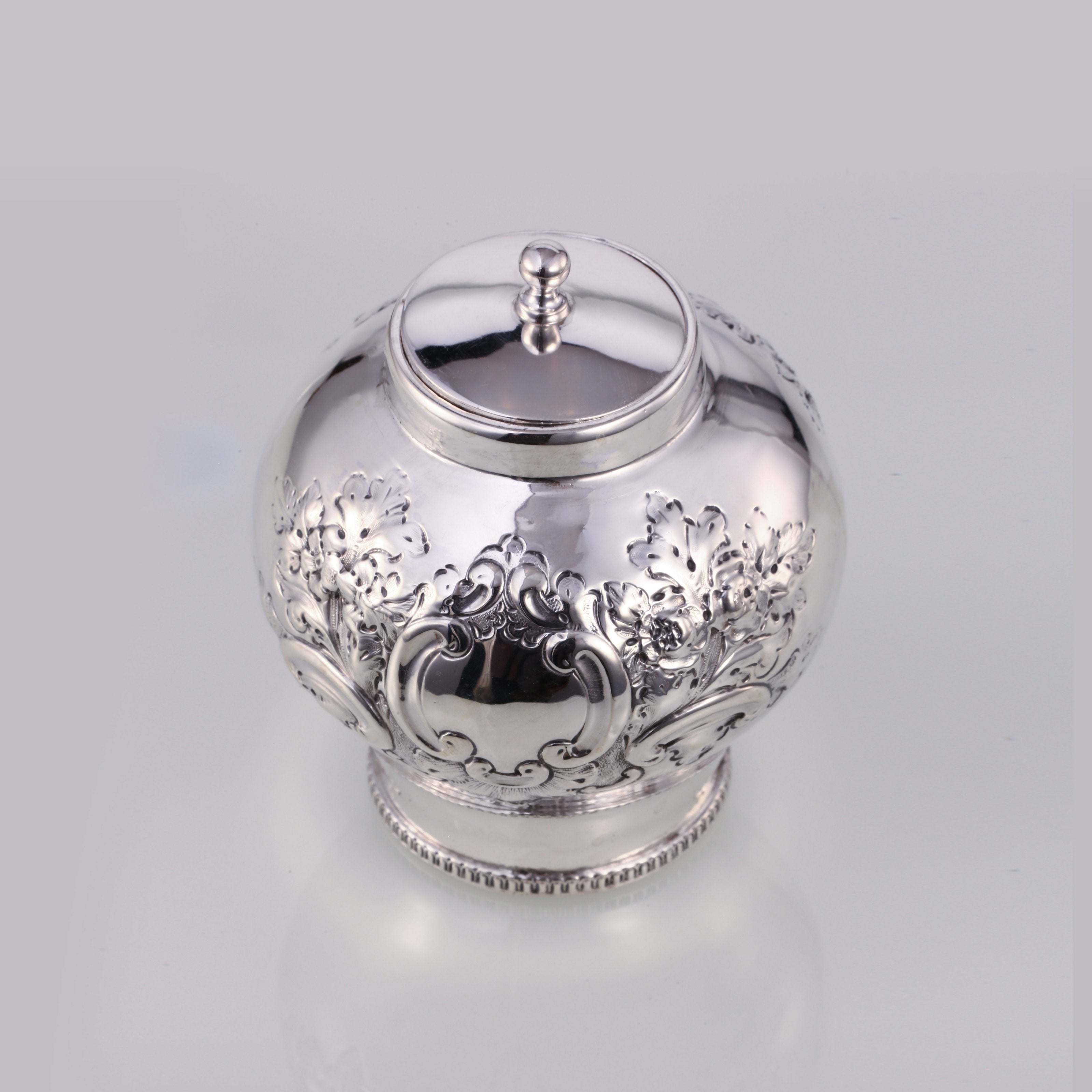 19th-century British sterling silver tea caddy