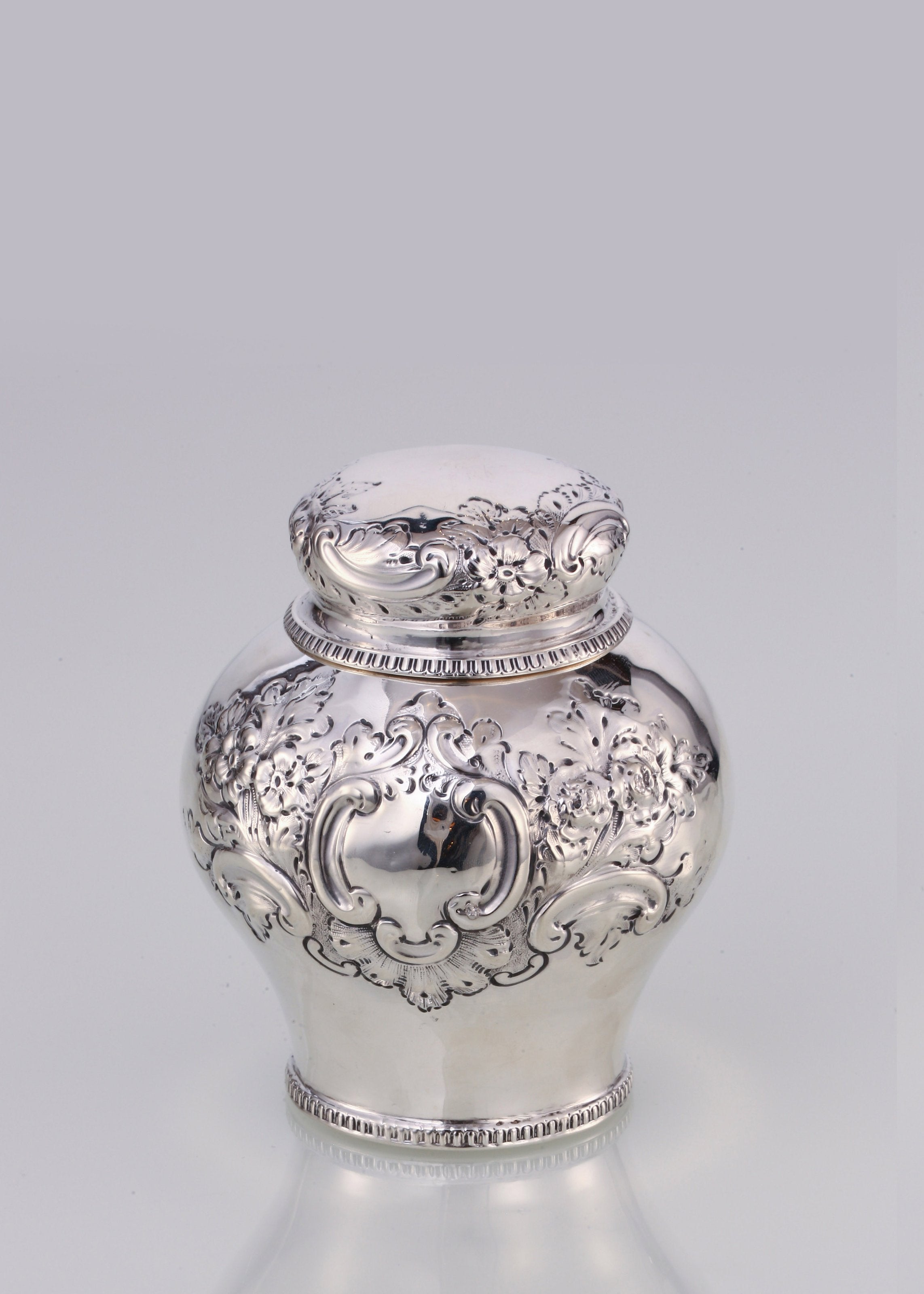19th-century British sterling silver tea caddy