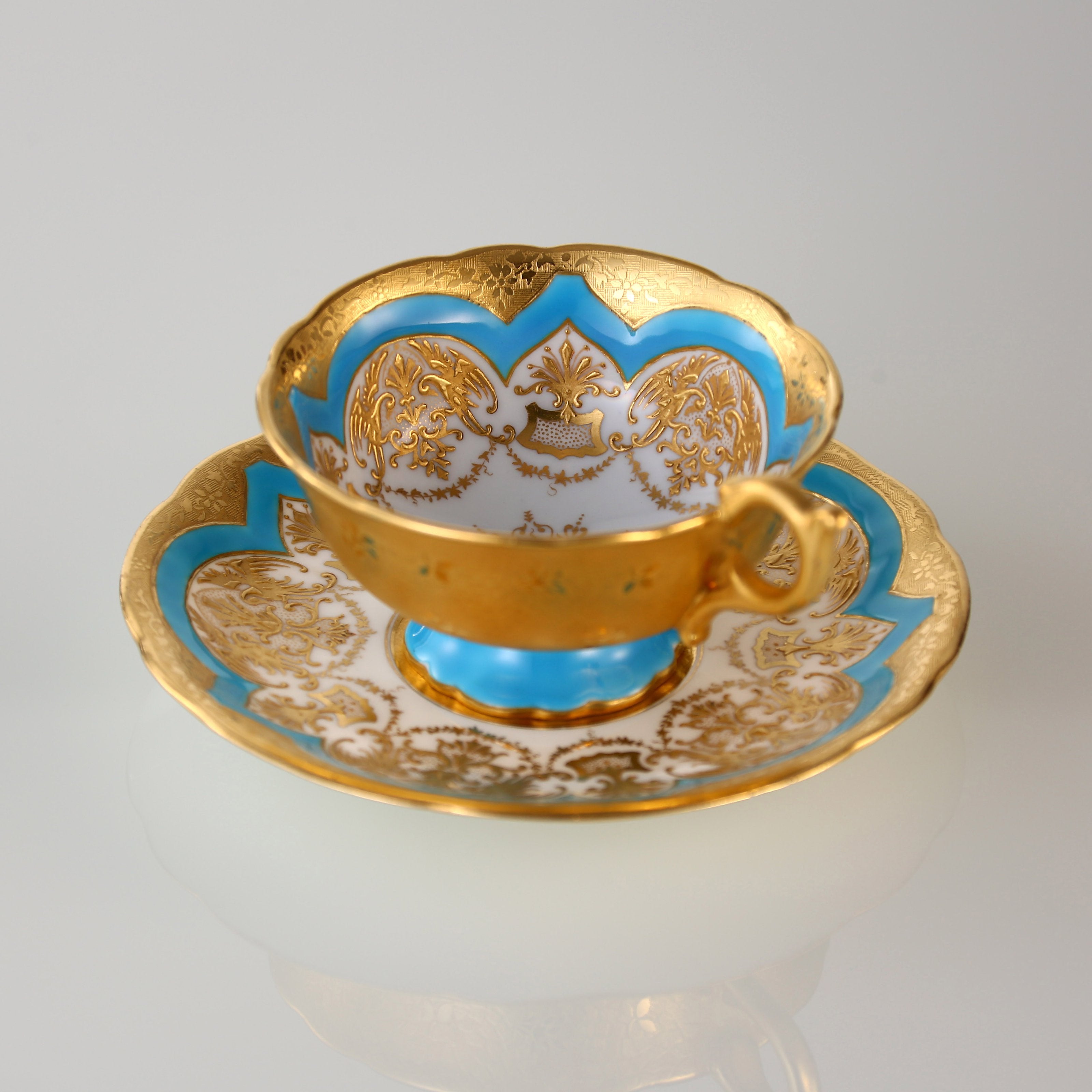 19th-century British antique blue gilt glass