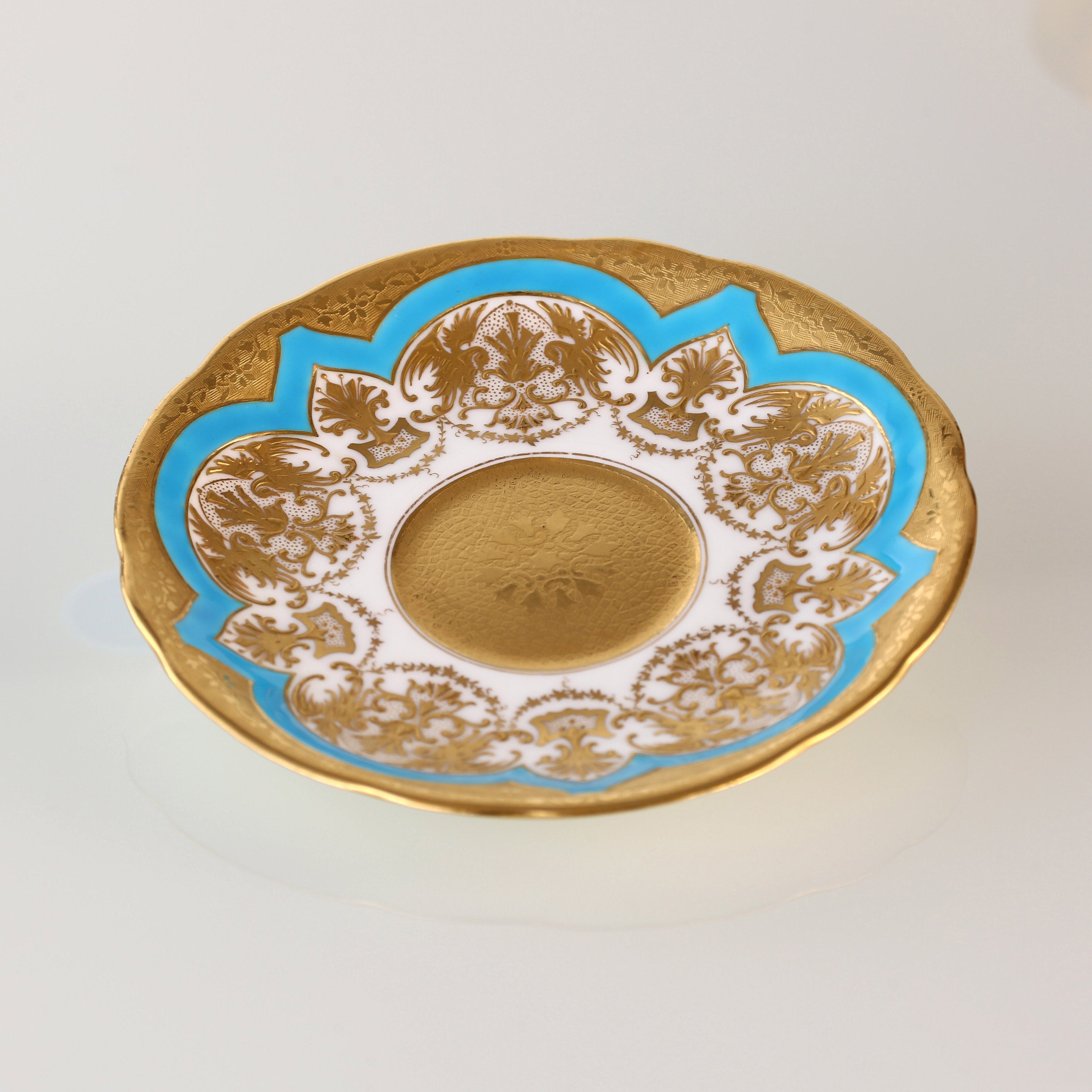 19th-century British antique blue gilt glass