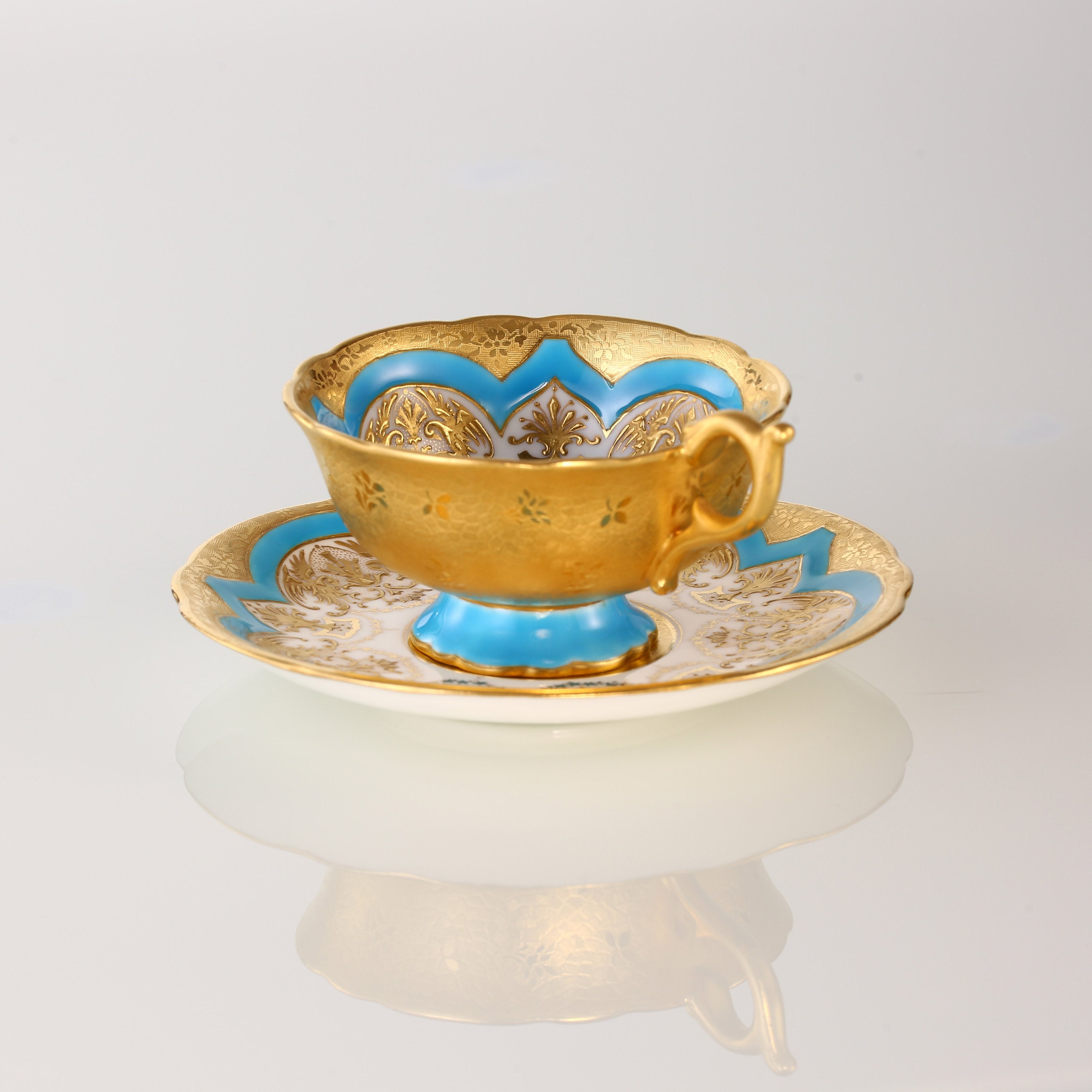 19th-century British antique blue gilt glass