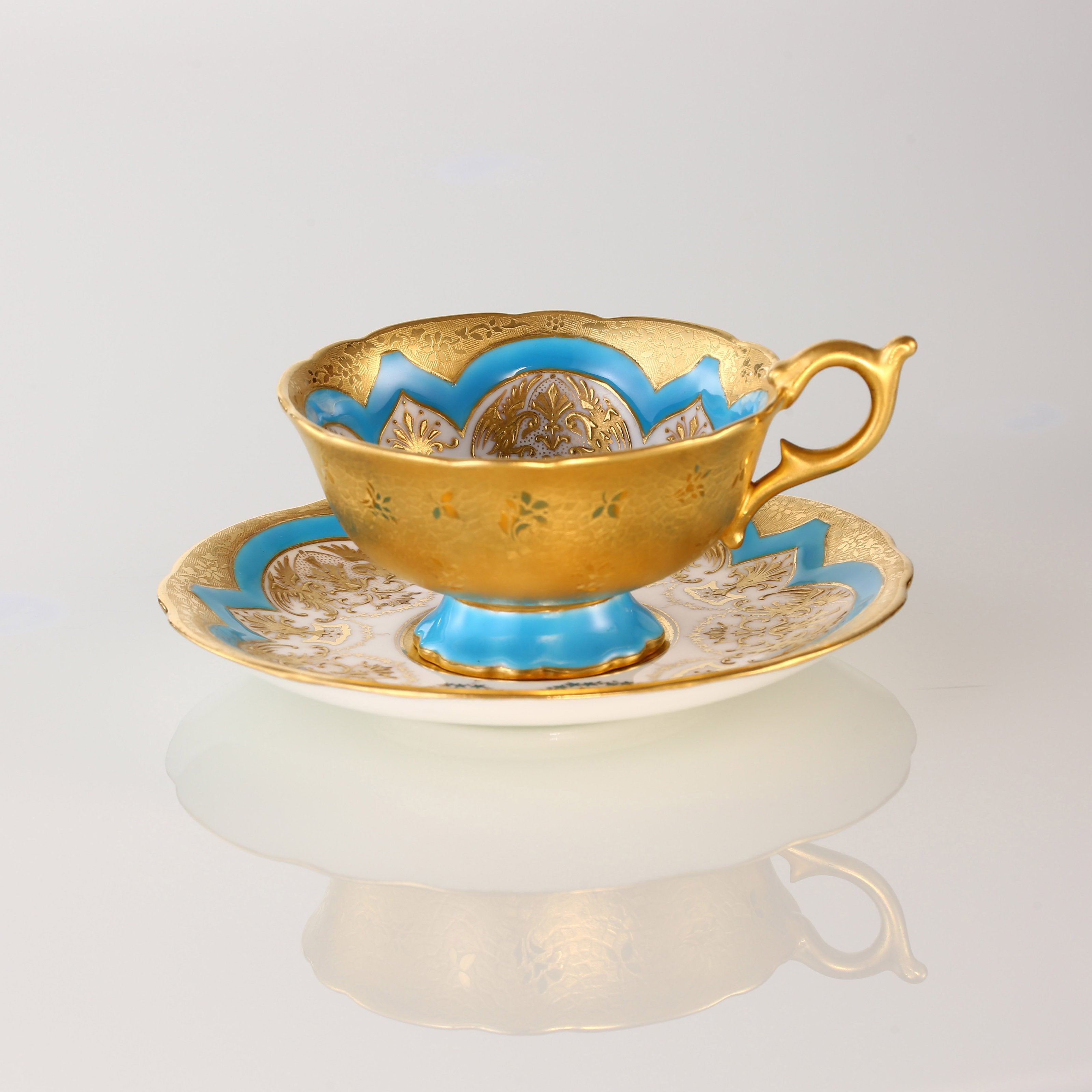 19th-century British antique blue gilt glass