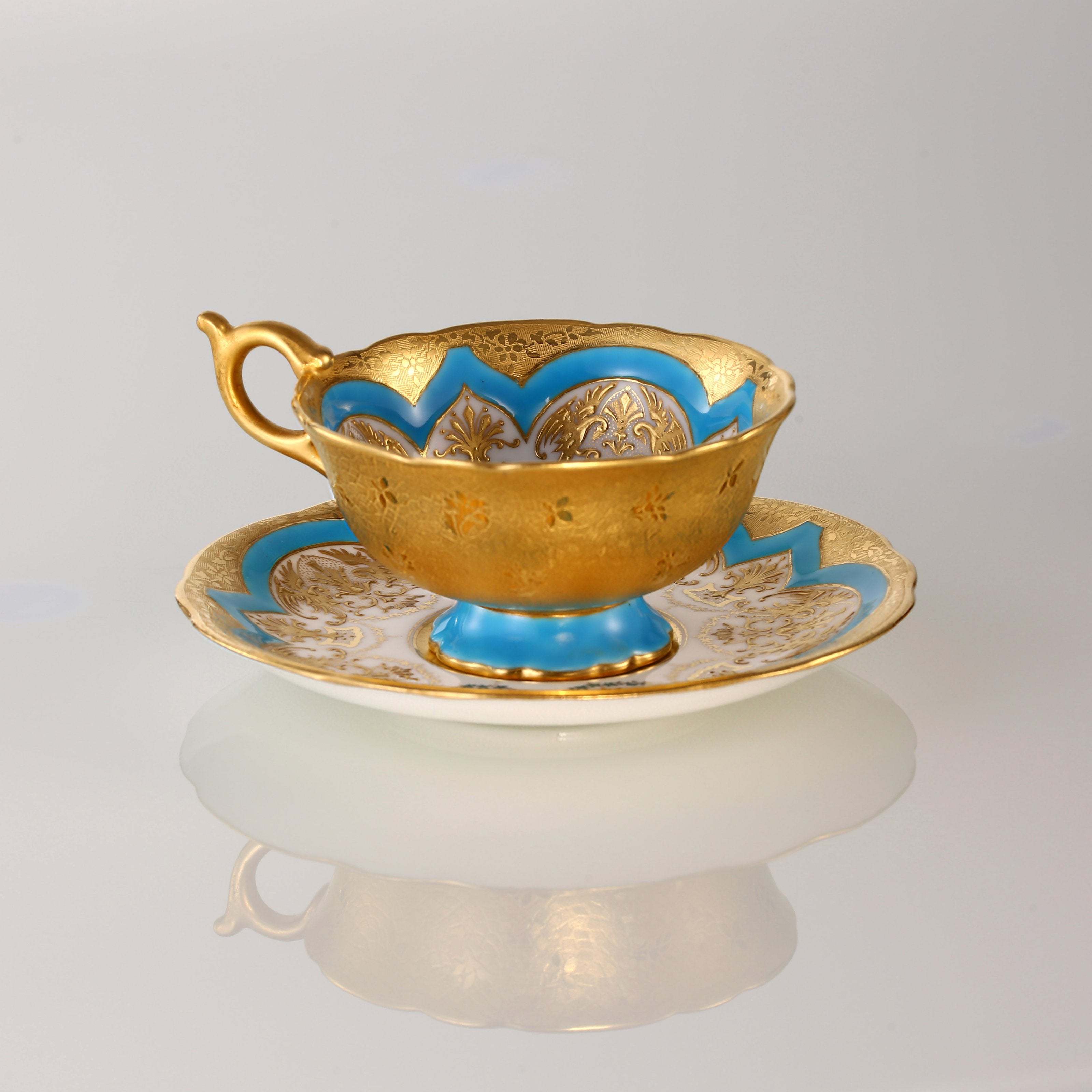 19th-century British antique blue gilt glass