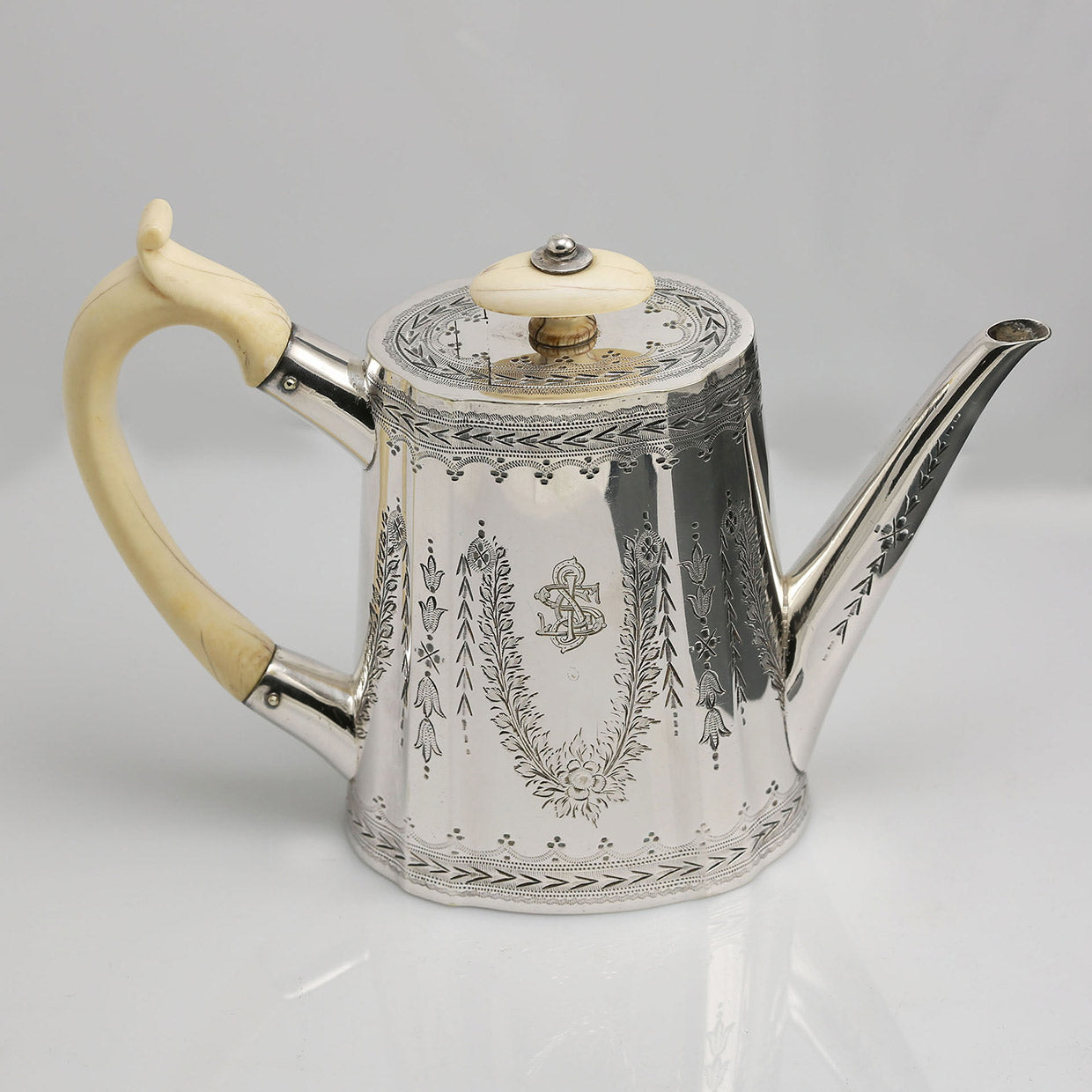19th-century British silver kettle