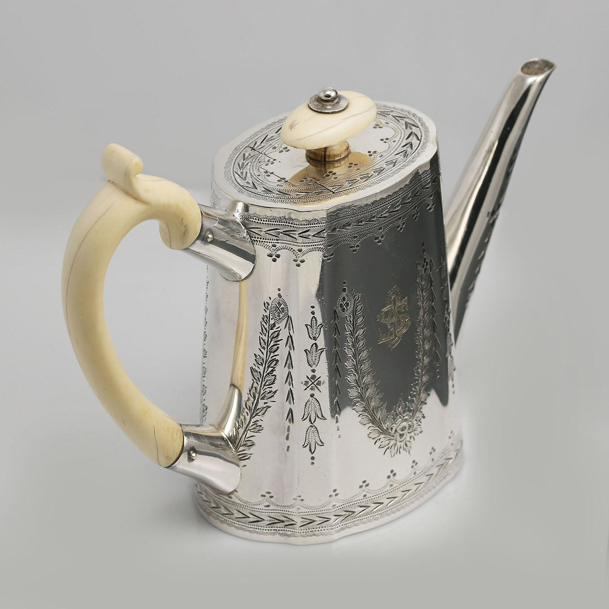 19th-century British silver kettle