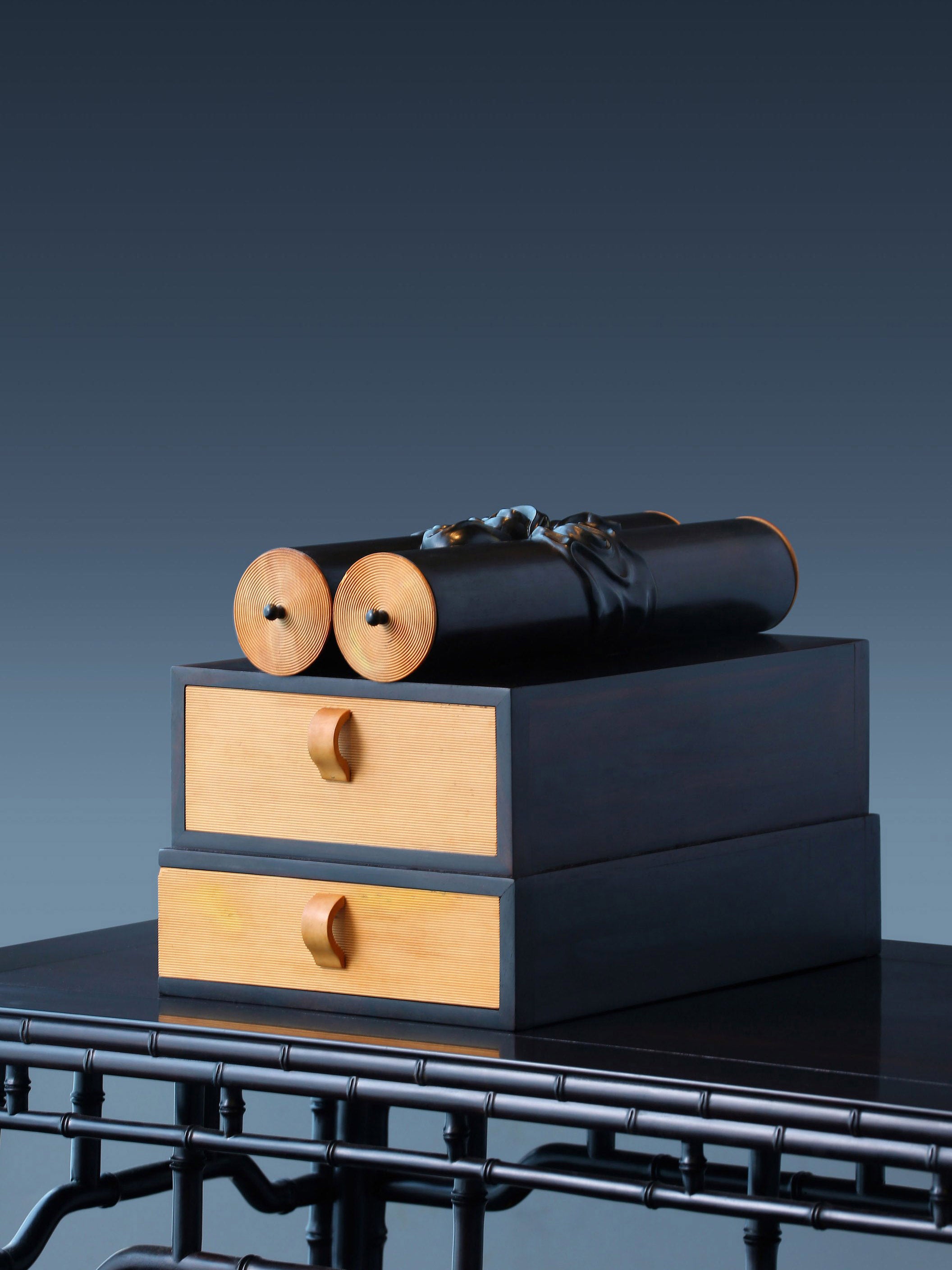 Daya Hall Rosewood Tea Box Inlaid with Boxwood Scroll