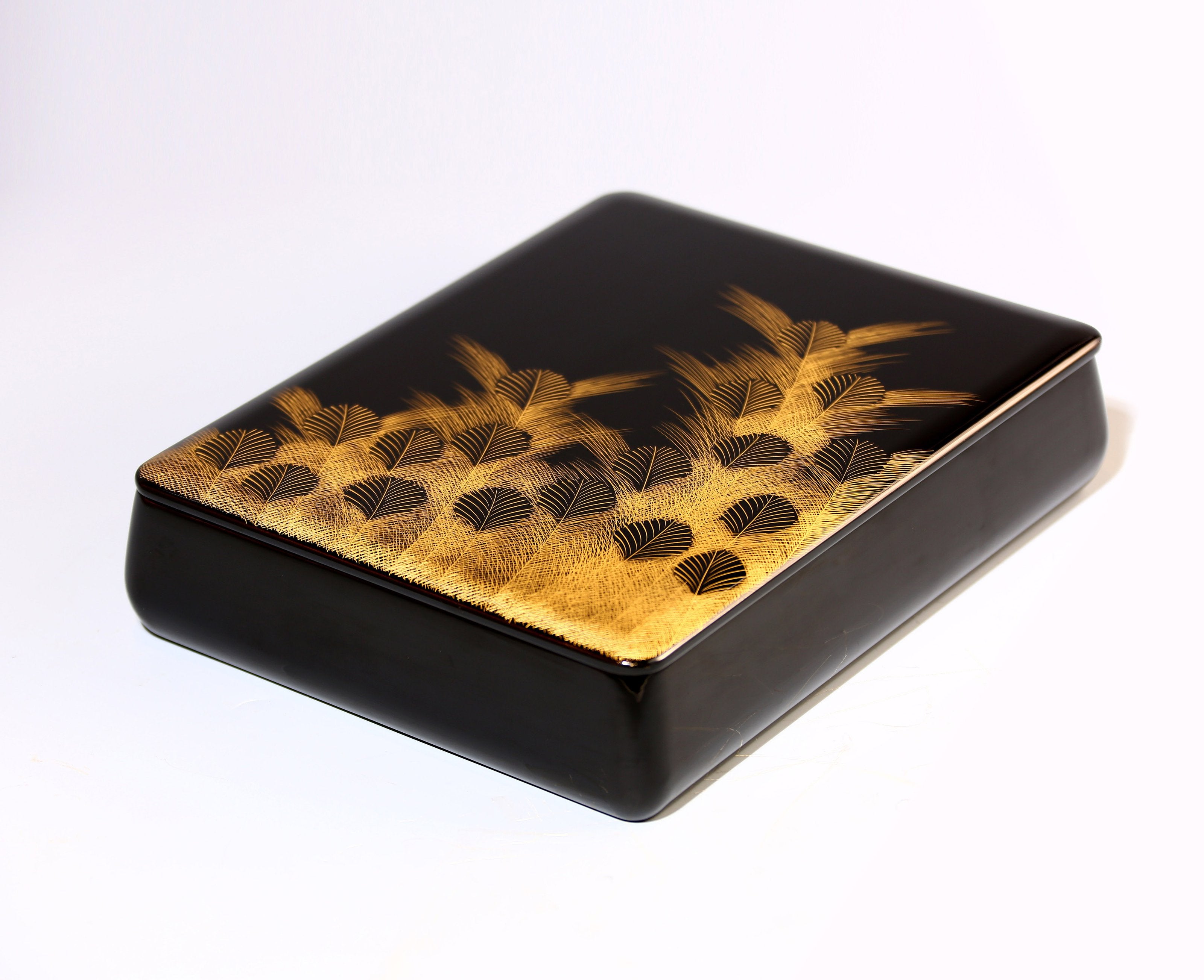 Japanese lacquerware, gold-plated Shiko stone writing box