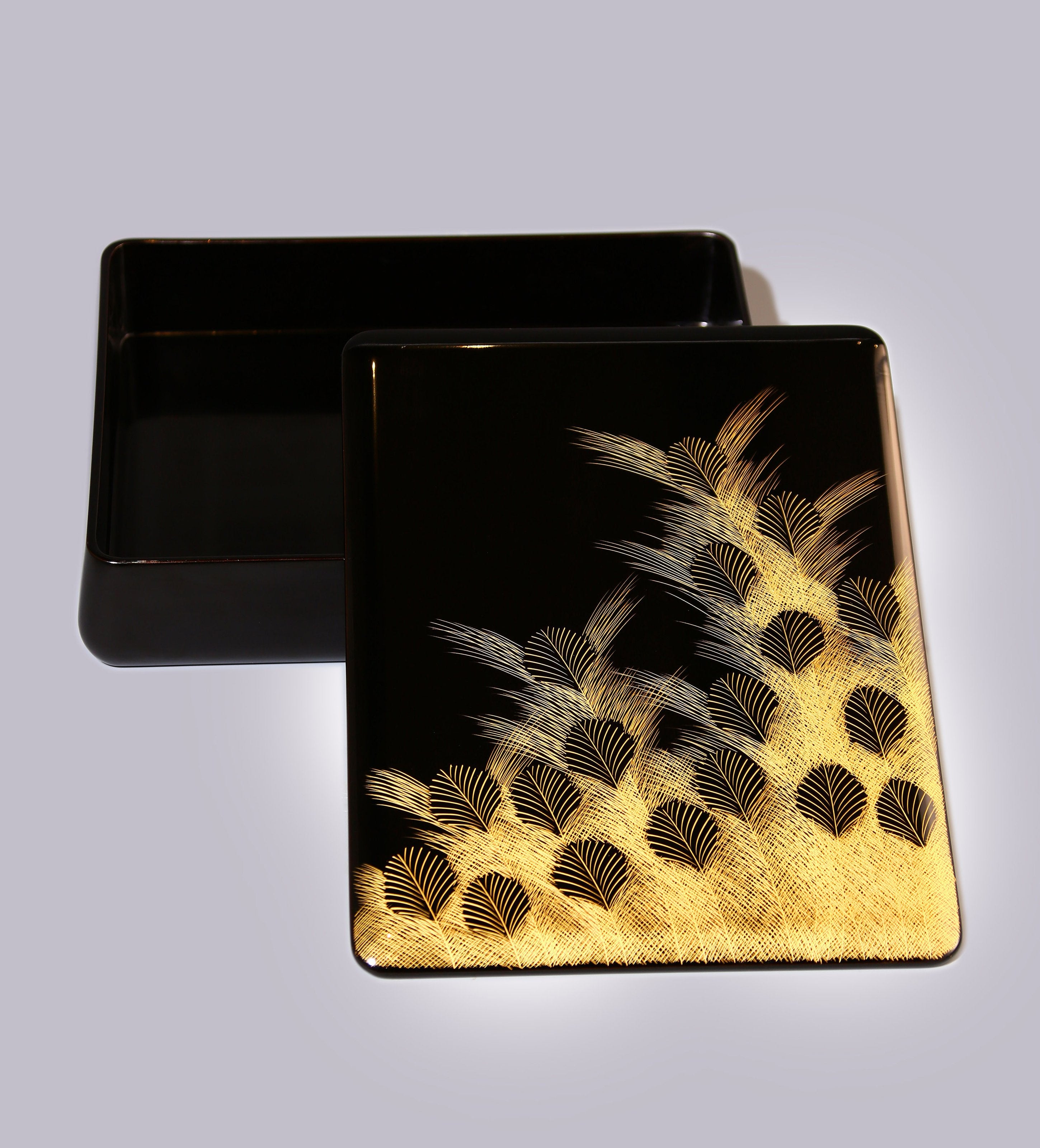 Japanese lacquerware, gold-plated Shiko stone writing box