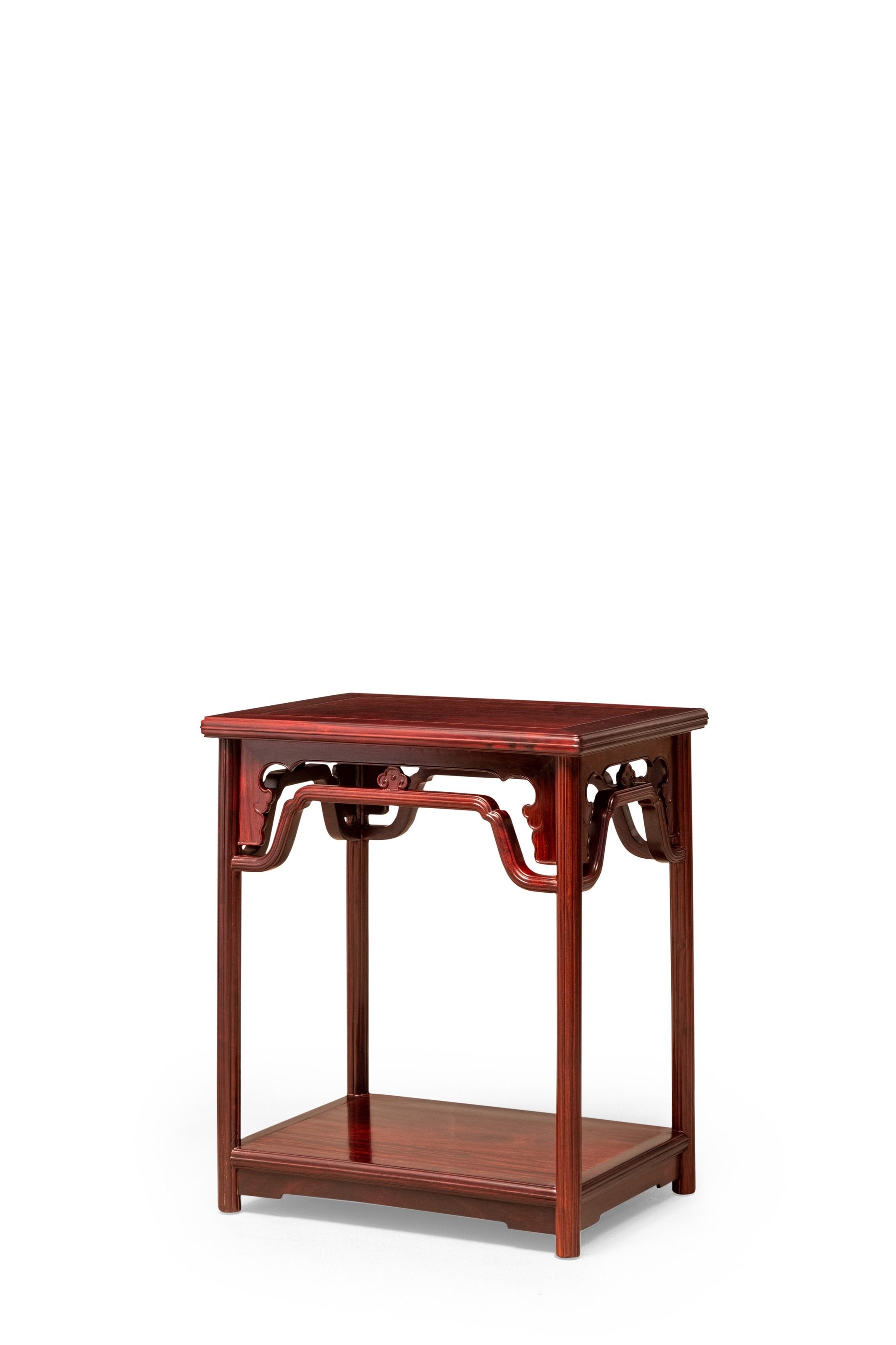 Zambian rosewood tea stand with auspicious patterns and melon-shaped design