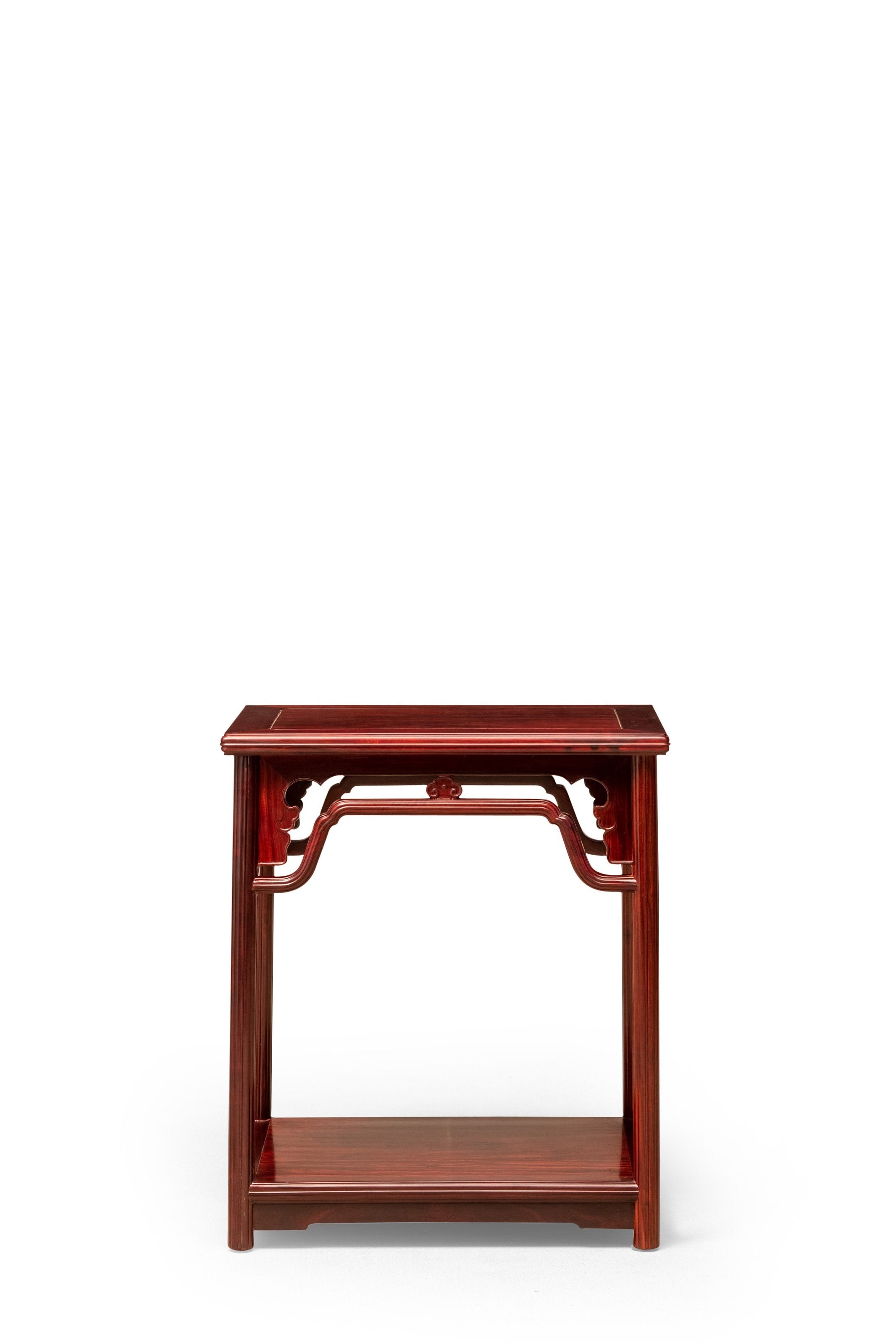 Zambian rosewood tea stand with auspicious patterns and melon-shaped design