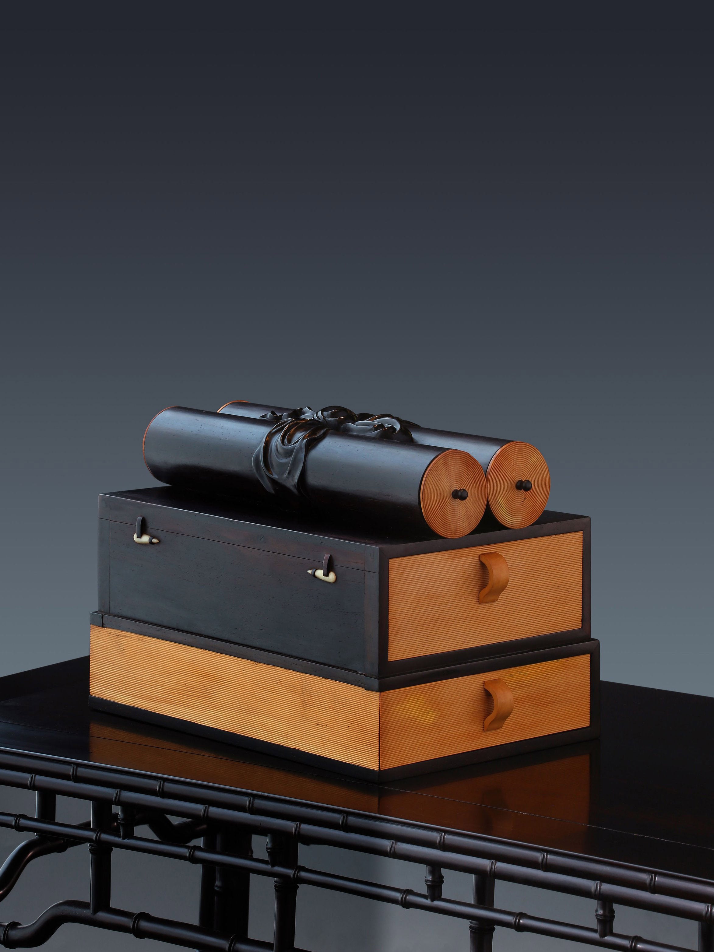 Daya Hall Rosewood Tea Box Inlaid with Boxwood Scroll