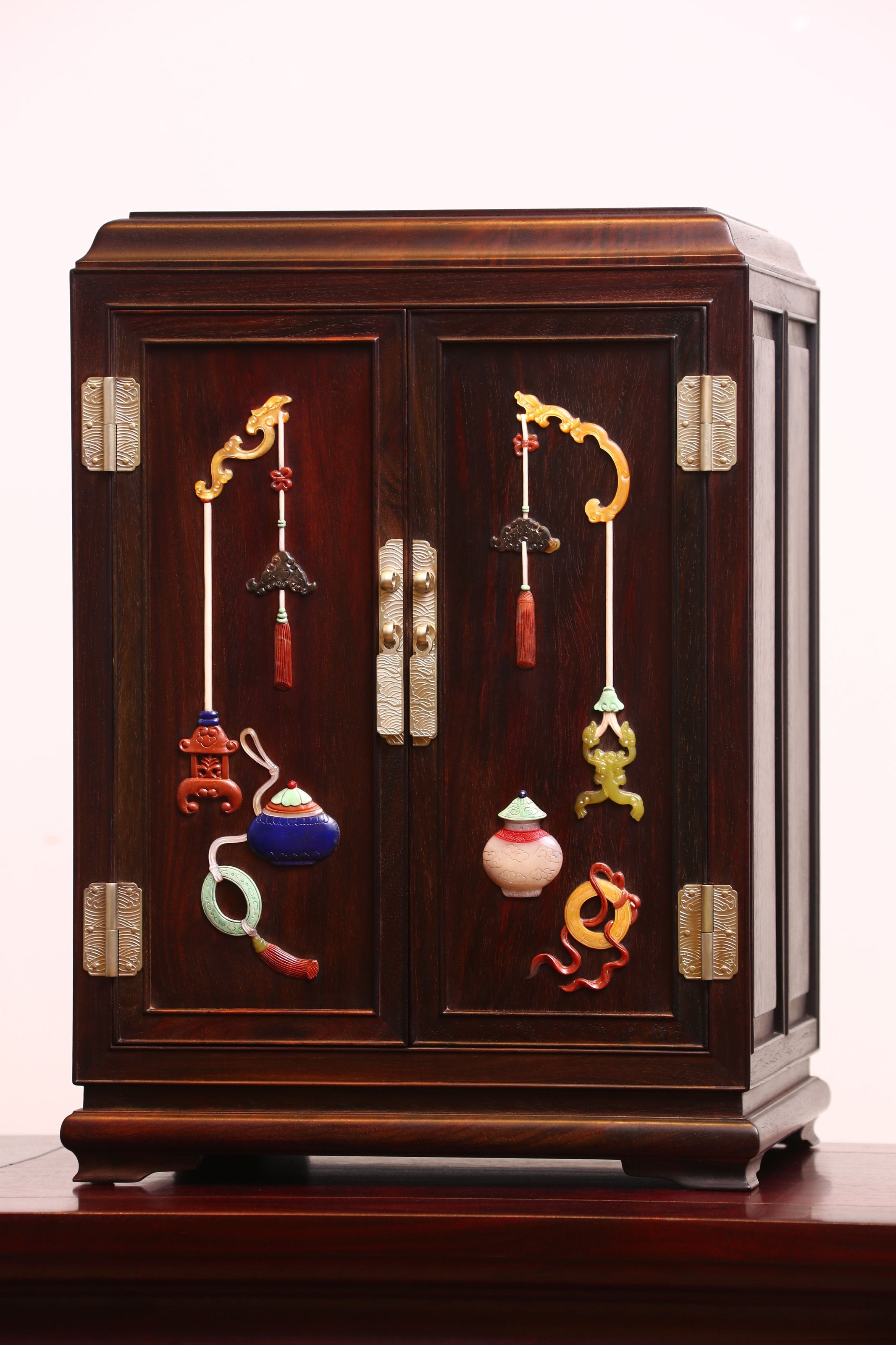Rosewood Tea Cabinet with Inlaid Antique Designs