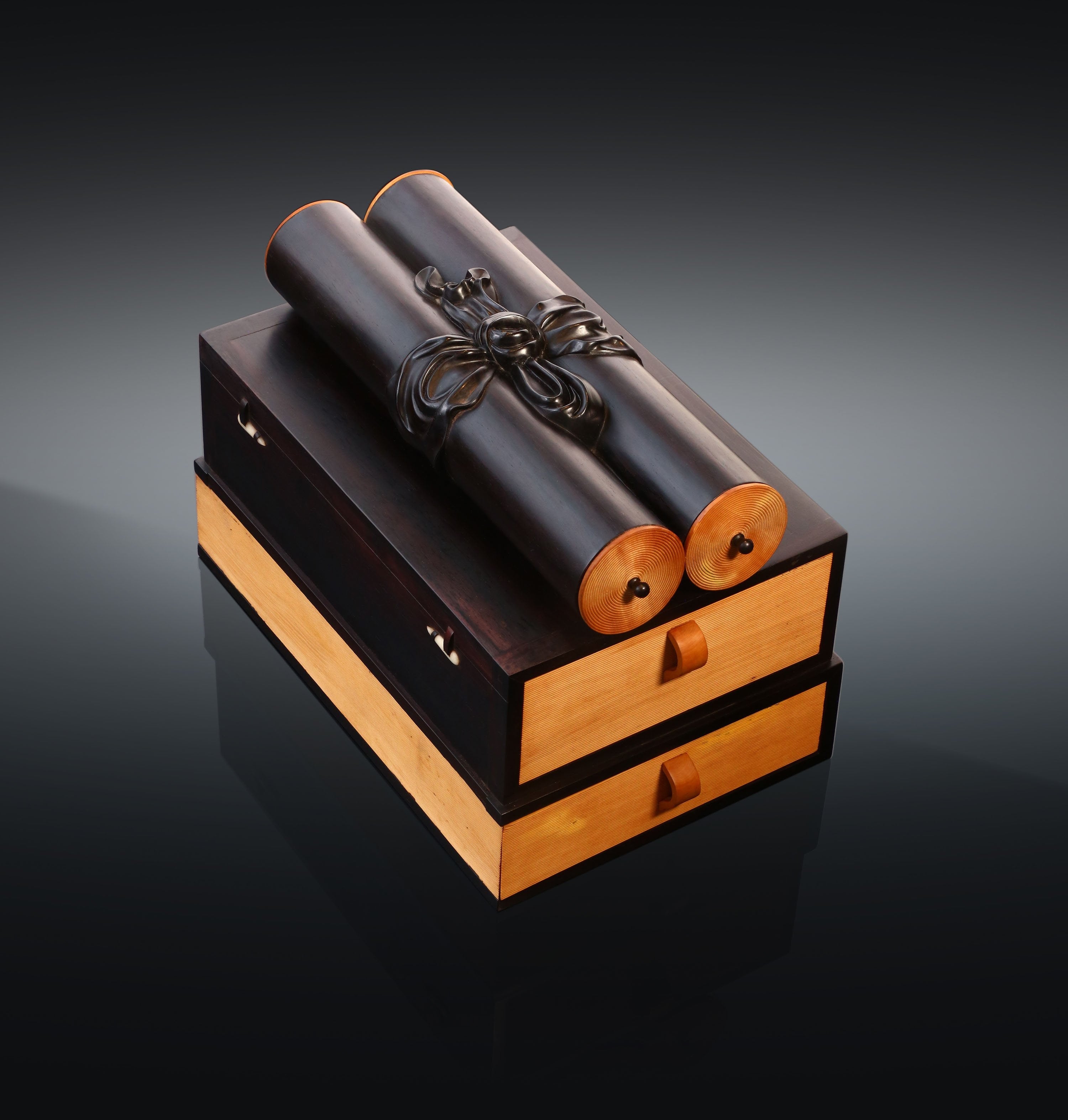 Daya Hall Rosewood Tea Box Inlaid with Boxwood Scroll