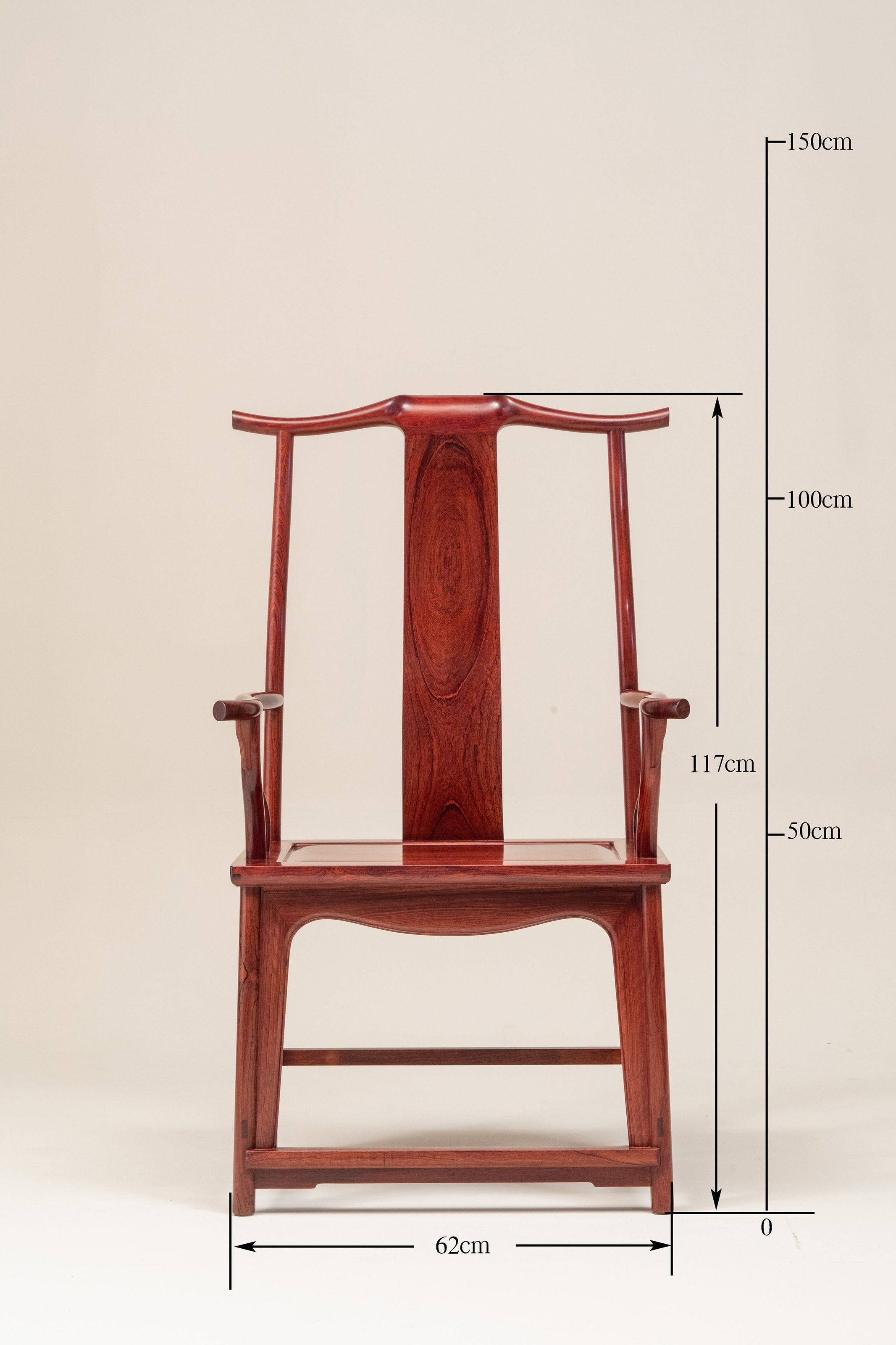 Burmese rosewood four-cornered official's hat chair