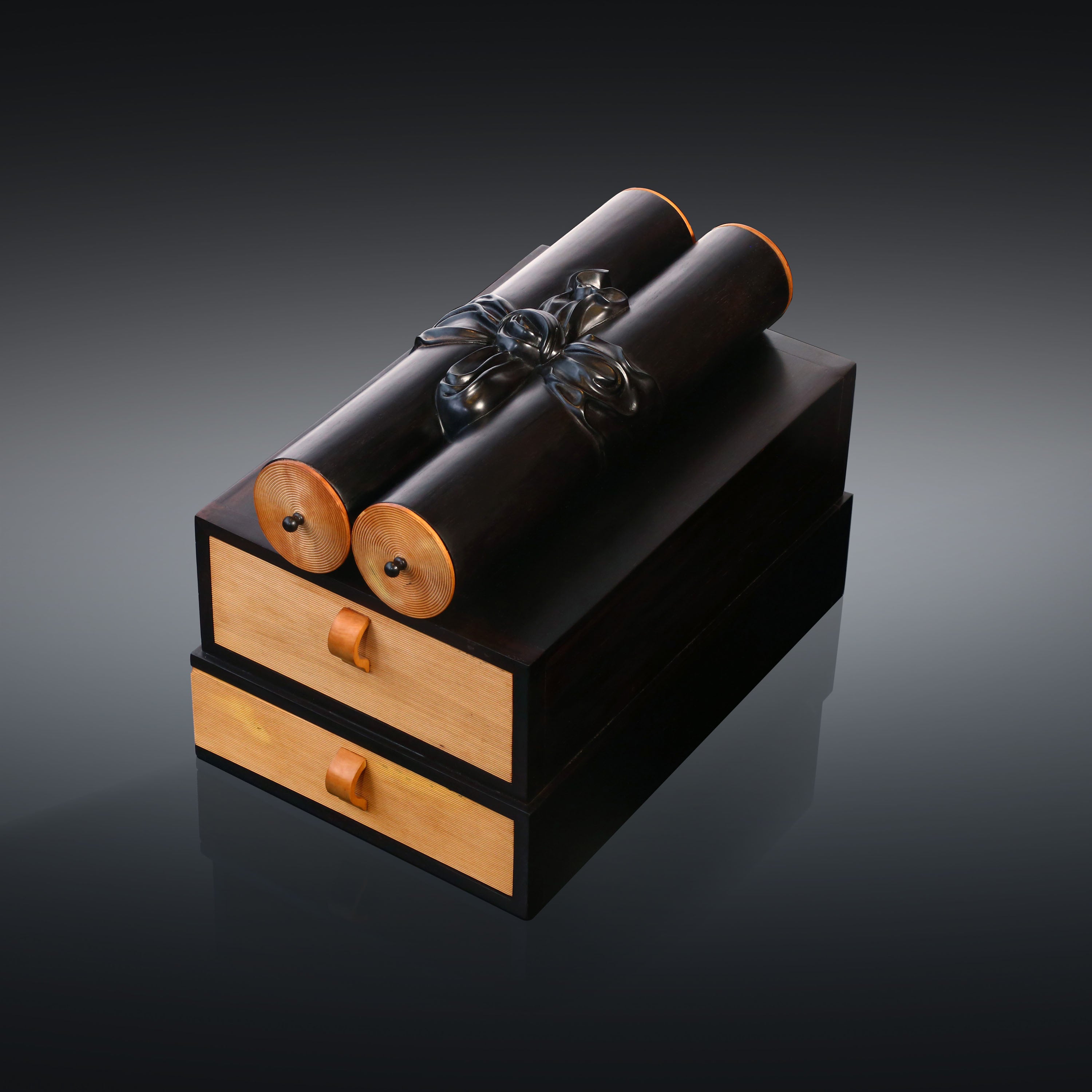 Daya Hall Rosewood Tea Box Inlaid with Boxwood Scroll