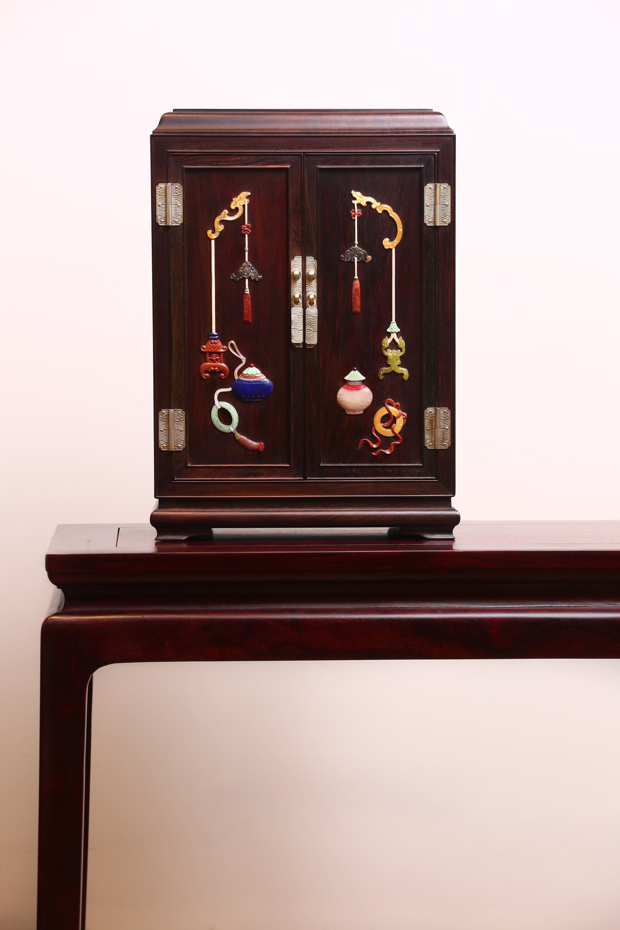 Rosewood Tea Cabinet with Inlaid Antique Designs