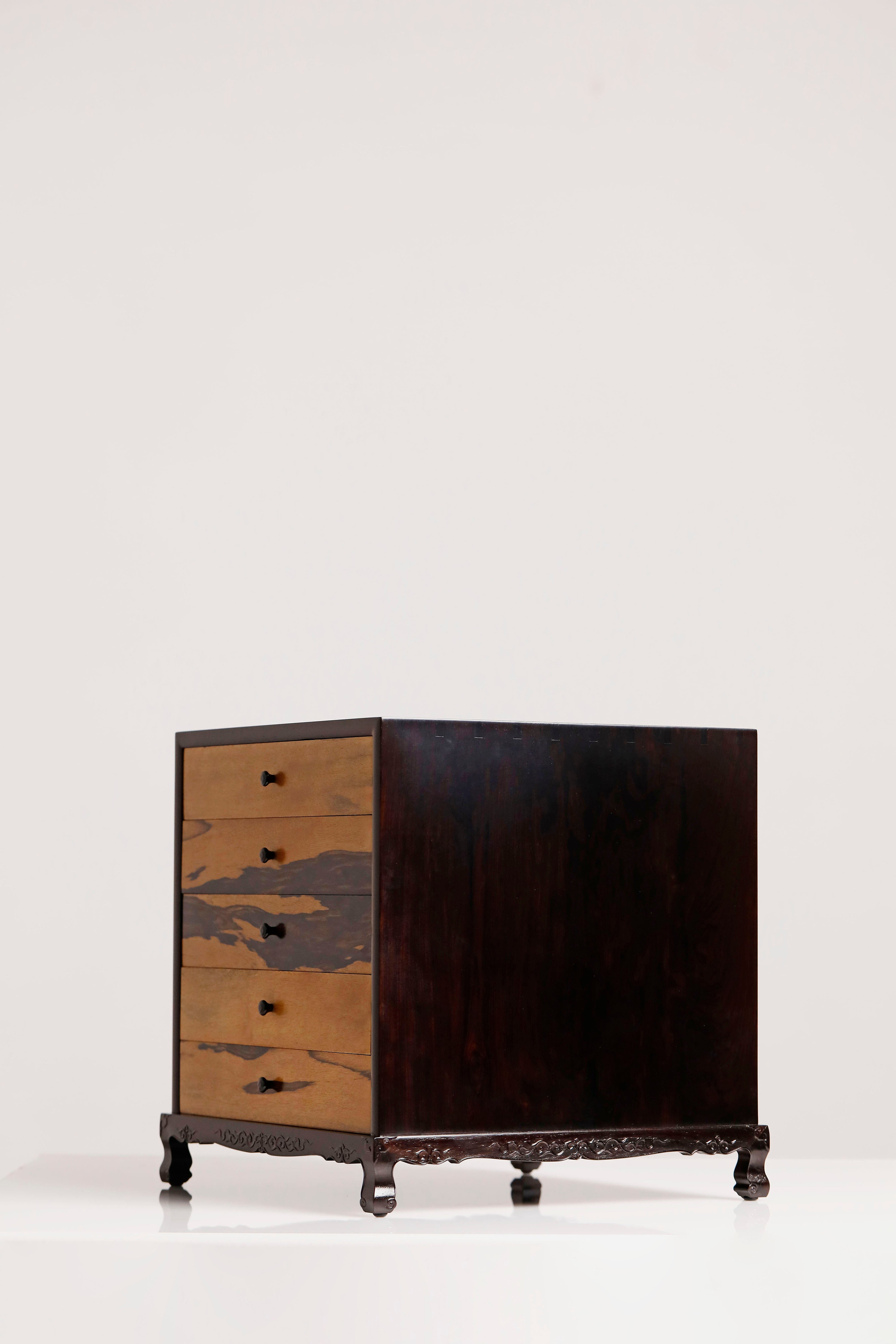 Purple sandalwood and black sandalwood sideboard for five-tiered tea set