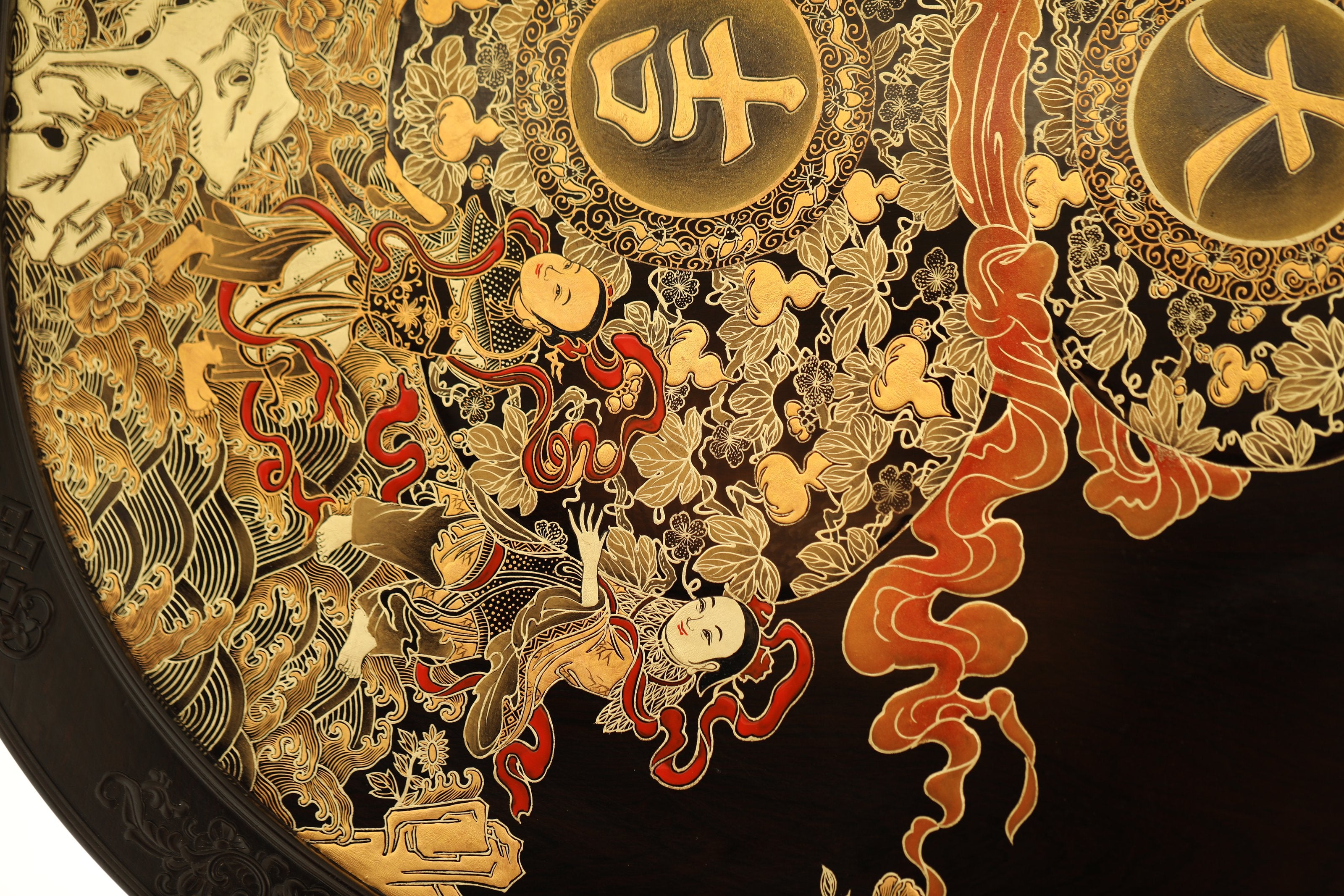 Purple sandalwood gilt auspicious vase flower hanging screen