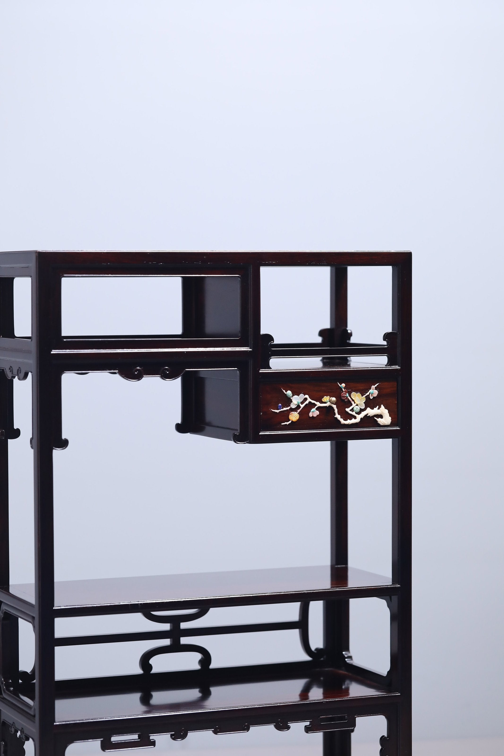 Rosewood inlaid table with multi-treasure cabinet