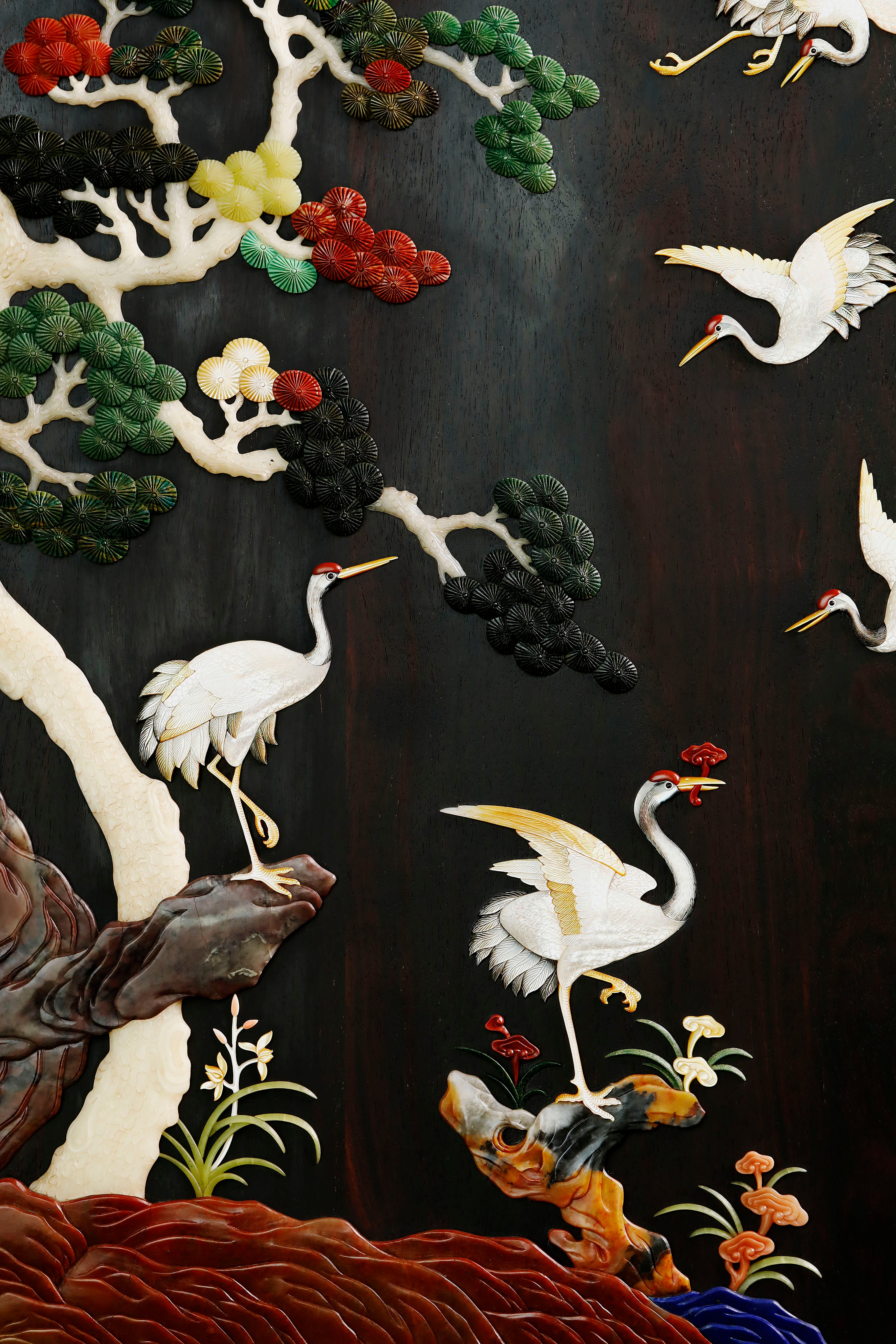 Inlaid Crane Screen