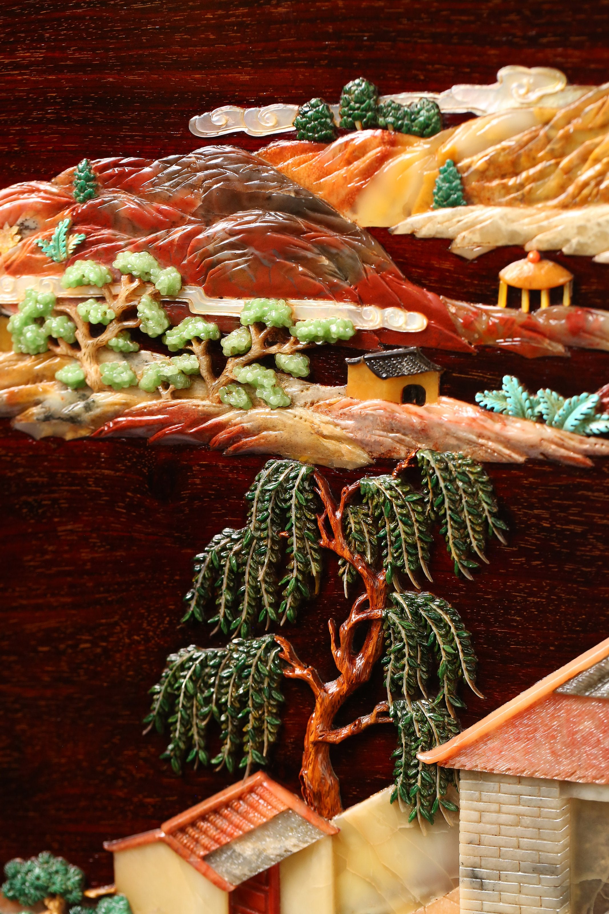 Rosewood Inlaid Scholar and Phoenix Pattern Screen