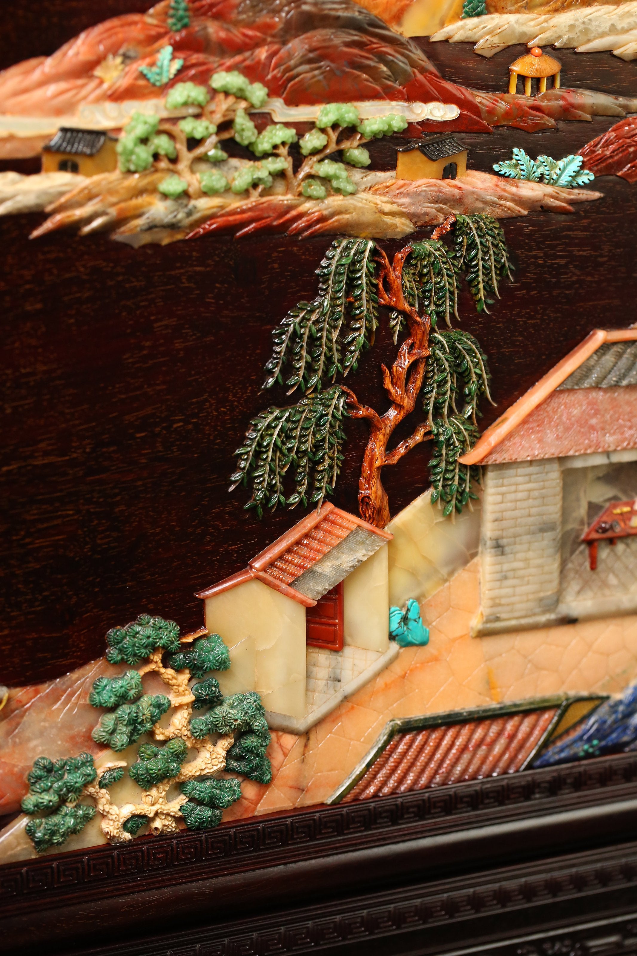 Rosewood Inlaid Scholar and Phoenix Pattern Screen