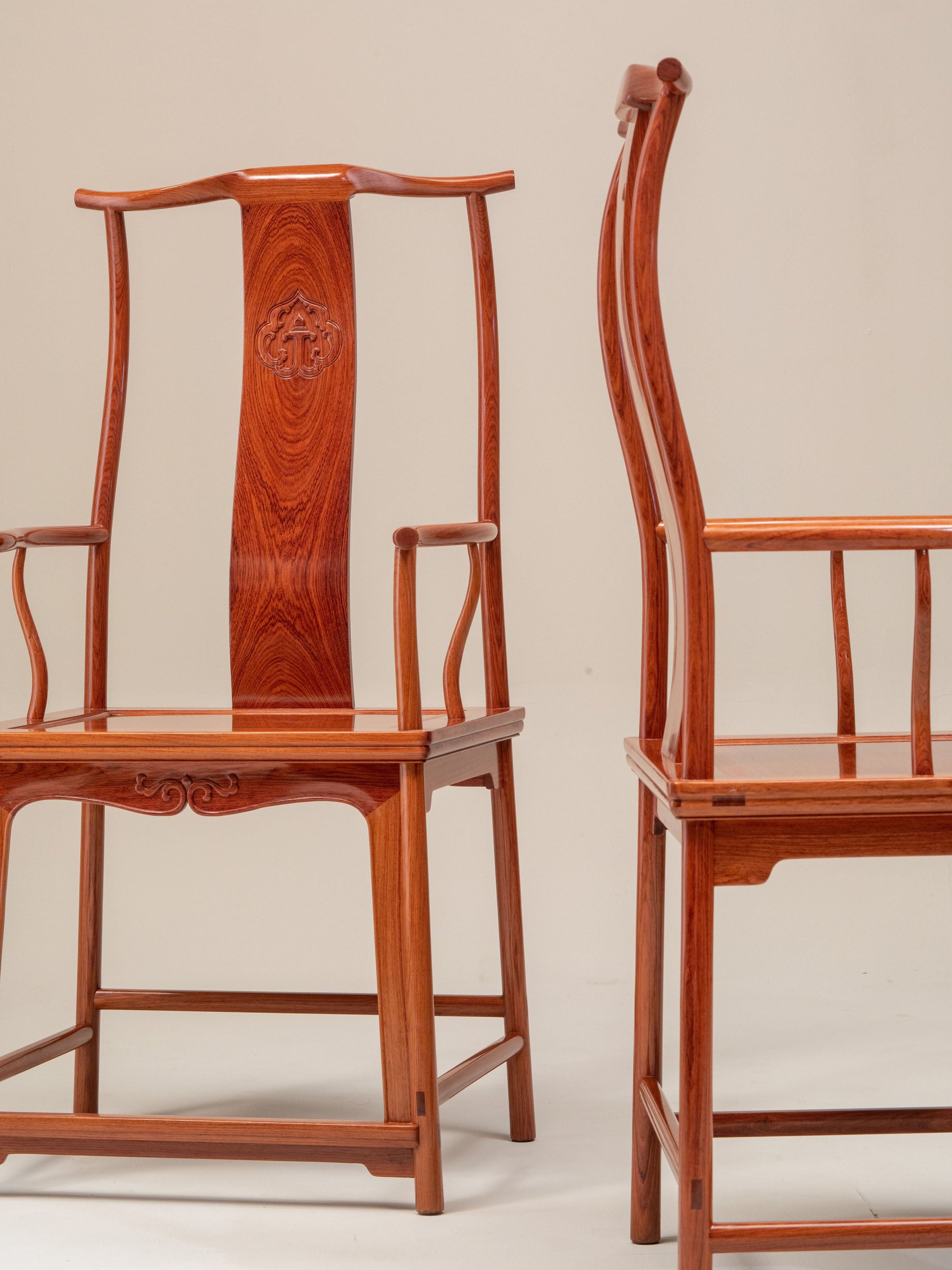 Rosewood/Burmese rosewood, Wang Shixiang style four-section official hat chair