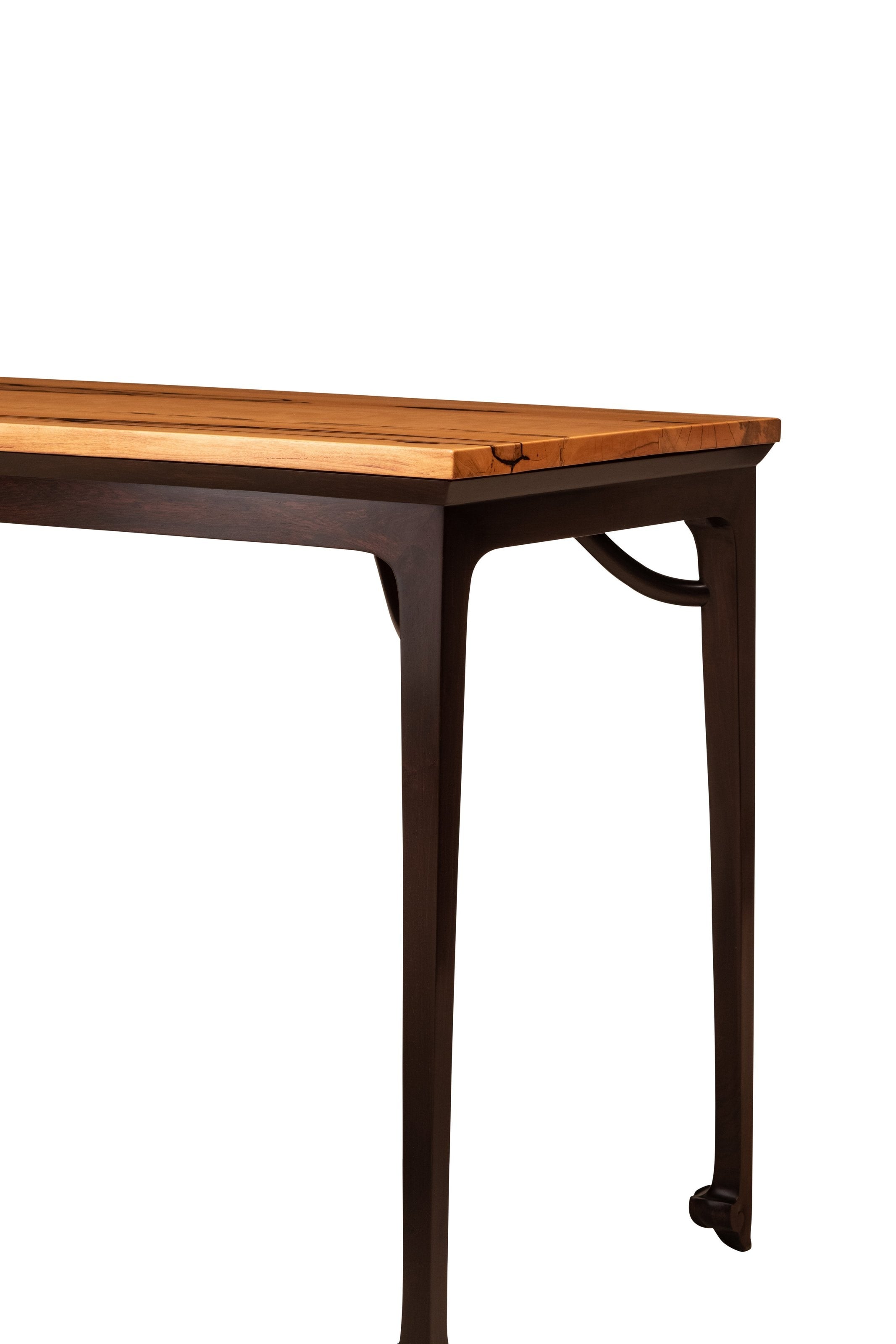 Black persimmon wood and black rosewood unsupported king-shaped stretcher spray painting table