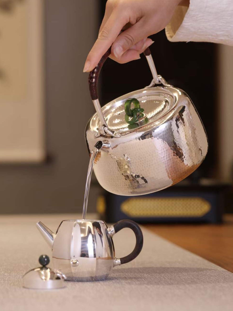 Kitamura Hammer-Patterned Jade Ring