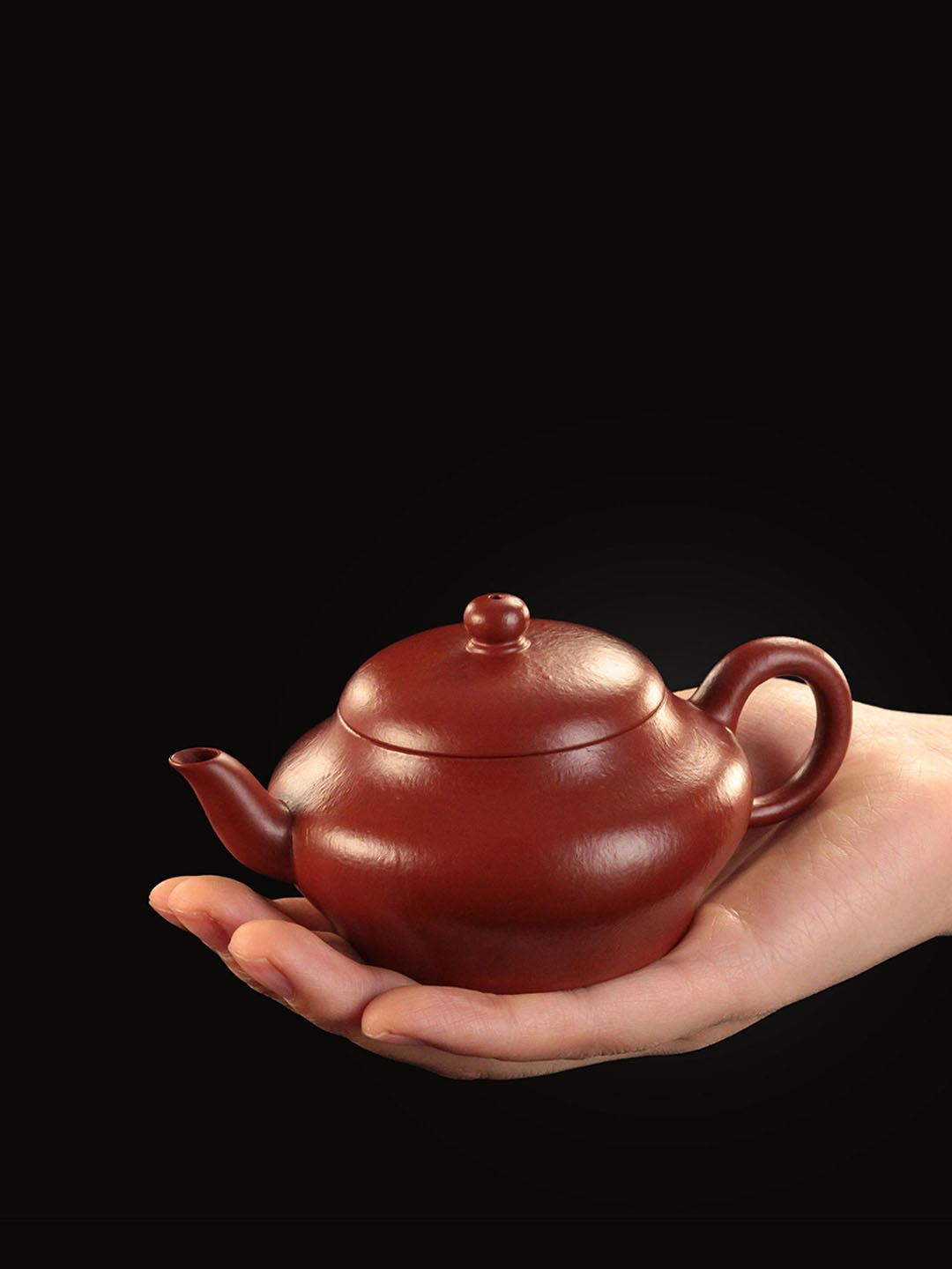 Flat Lamp Teapot - Small Coal Kiln Red Clay