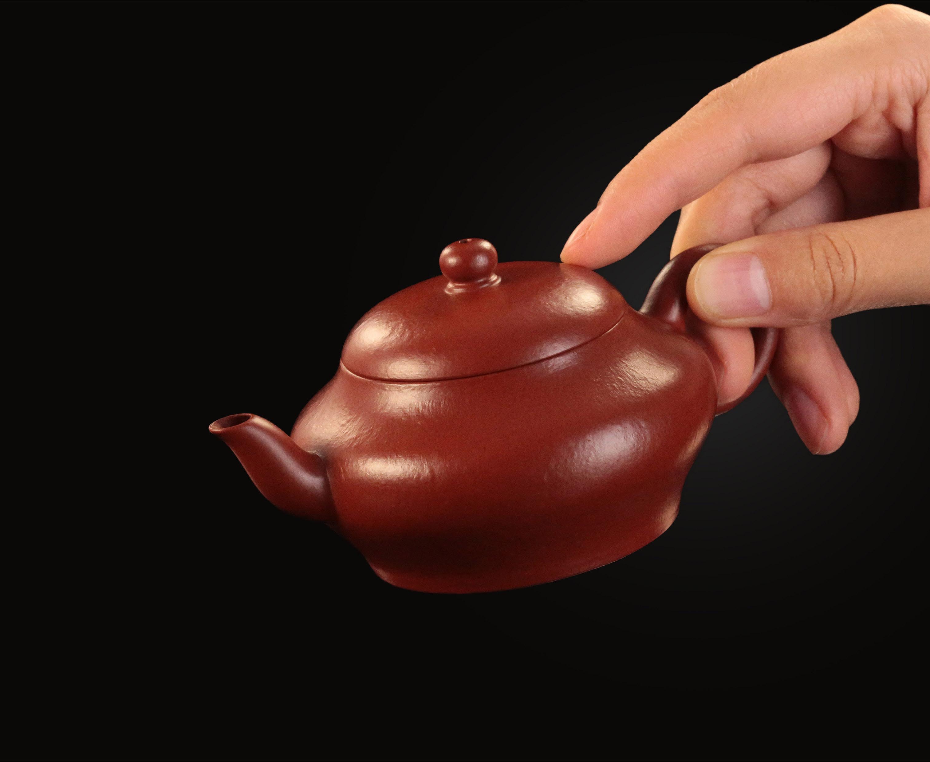 Flat Lamp Teapot - Small Coal Kiln Red Clay