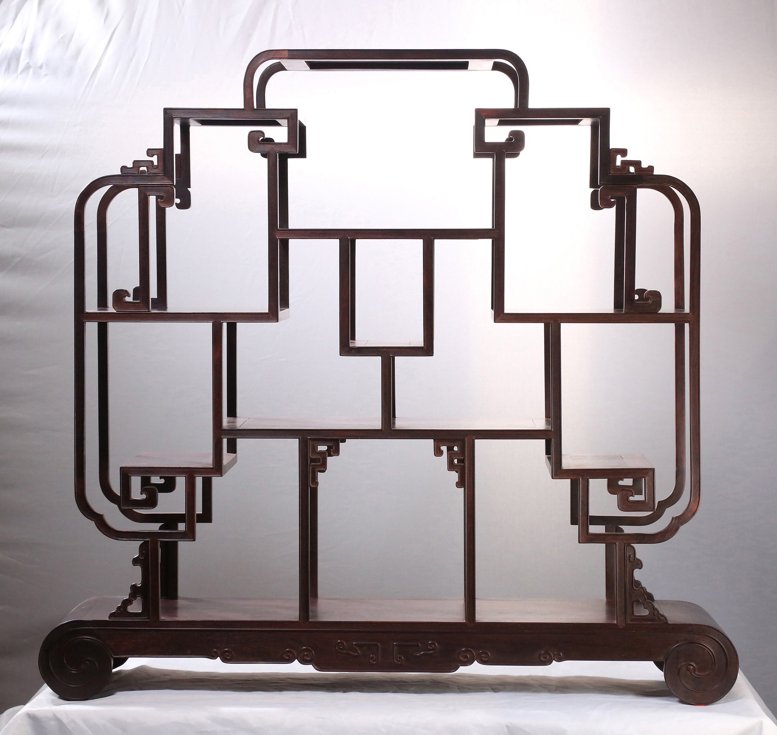 Rosewood scroll book display shelf