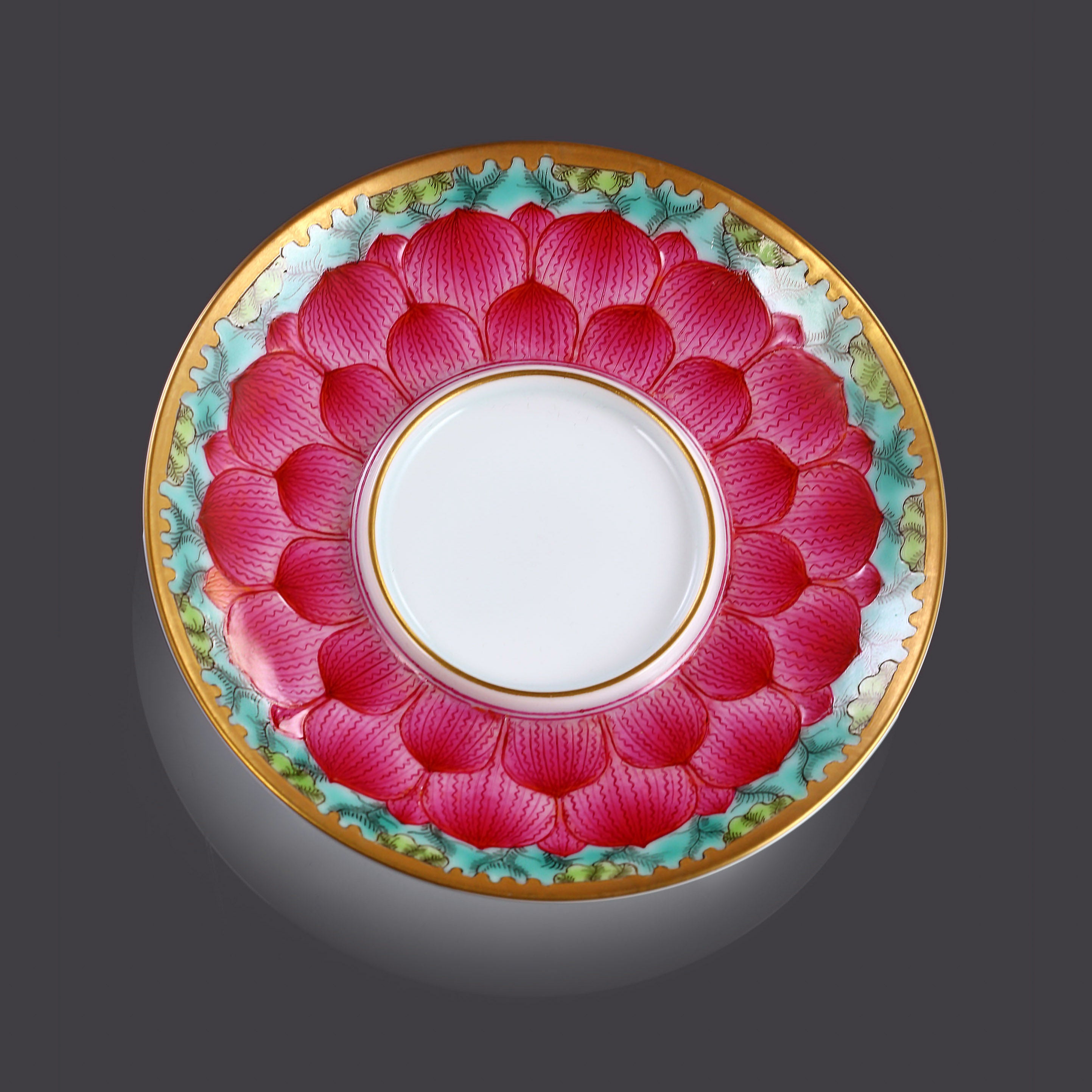 Dayazhai Jade Lotus Pattern Famille Rose Covered Bowl and Tea Cup