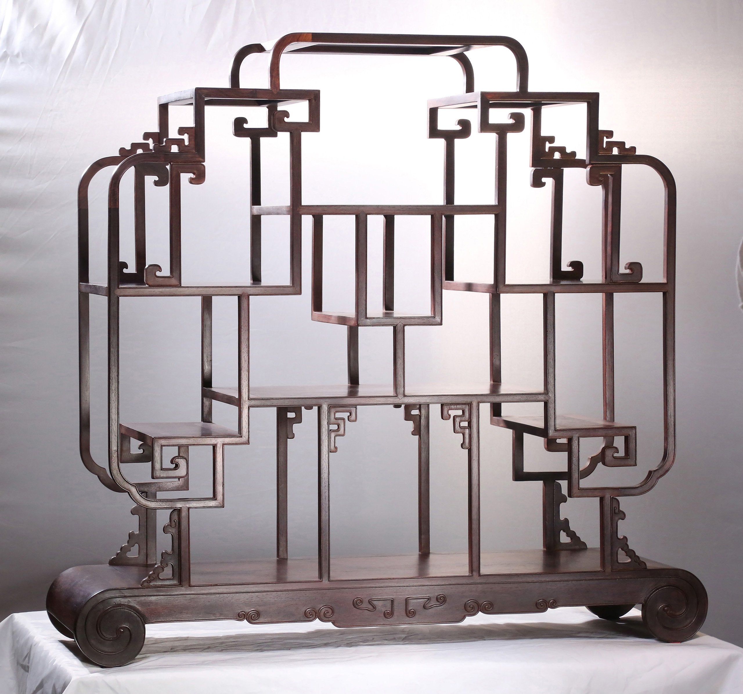 Rosewood scroll book display shelf