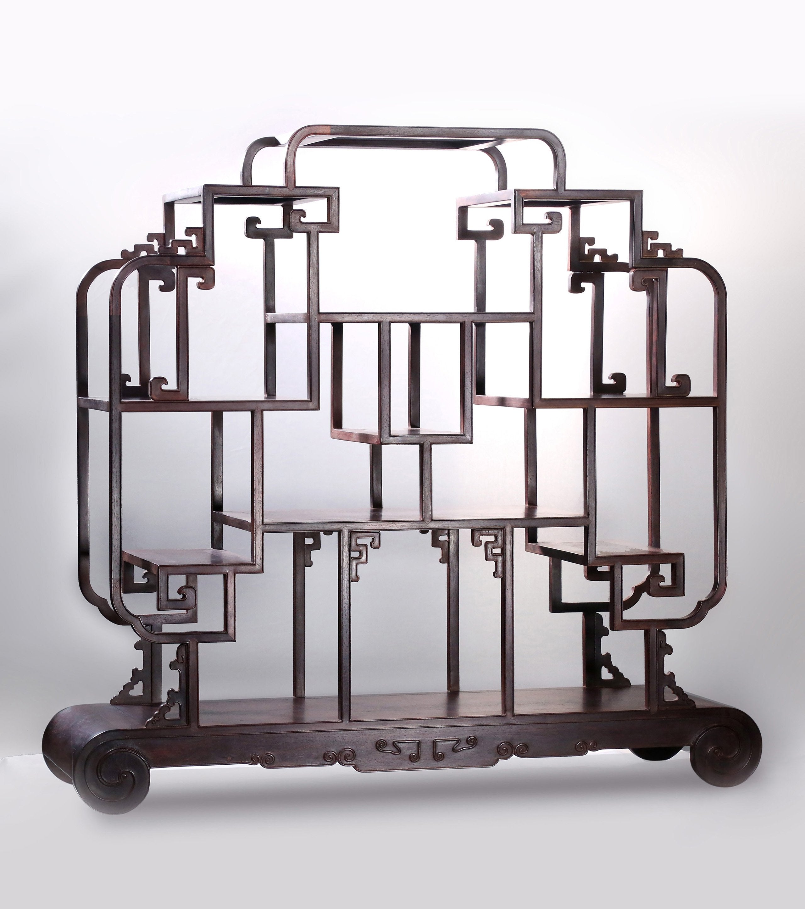 Rosewood scroll book display shelf