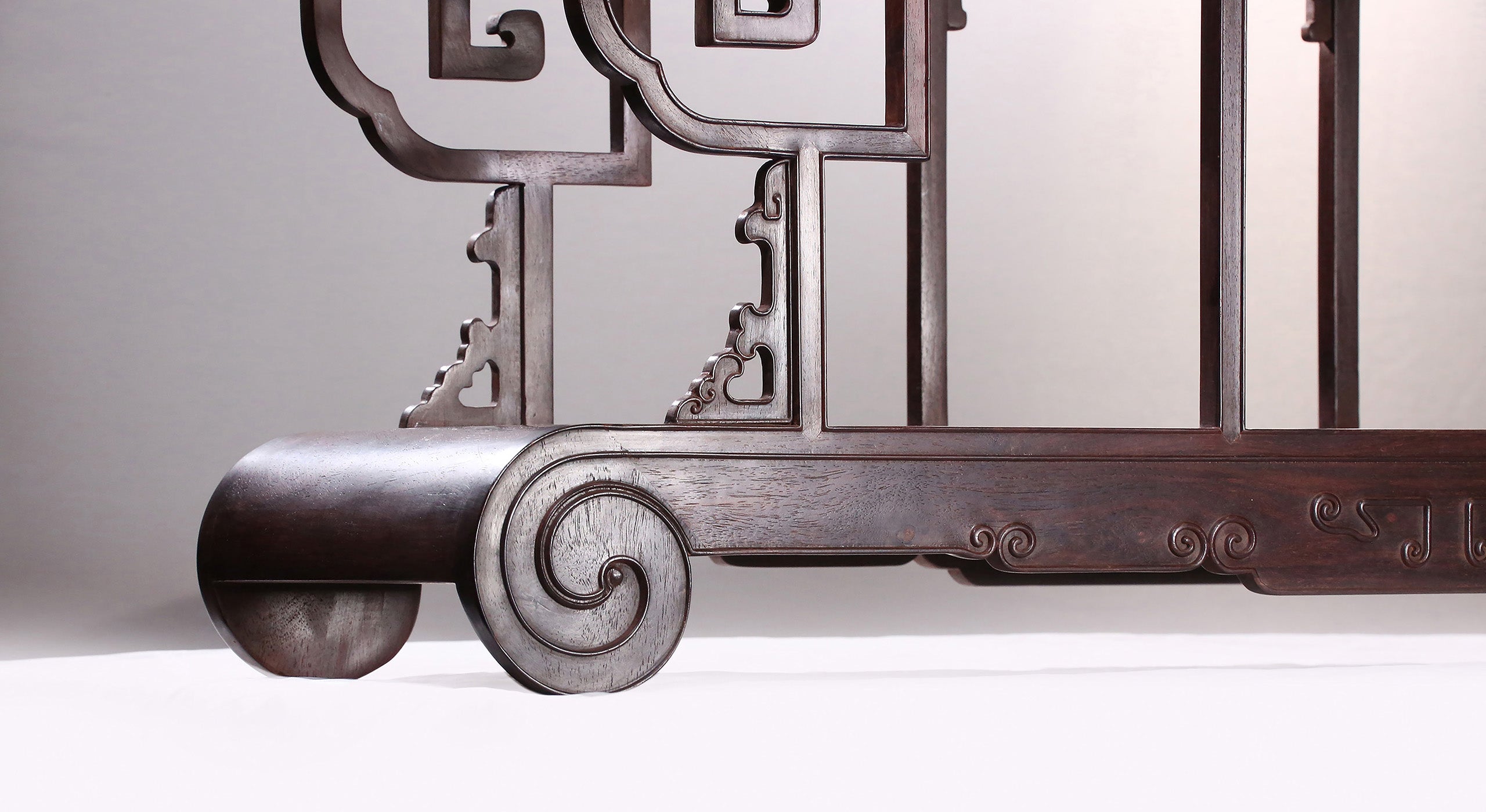 Rosewood scroll book display shelf