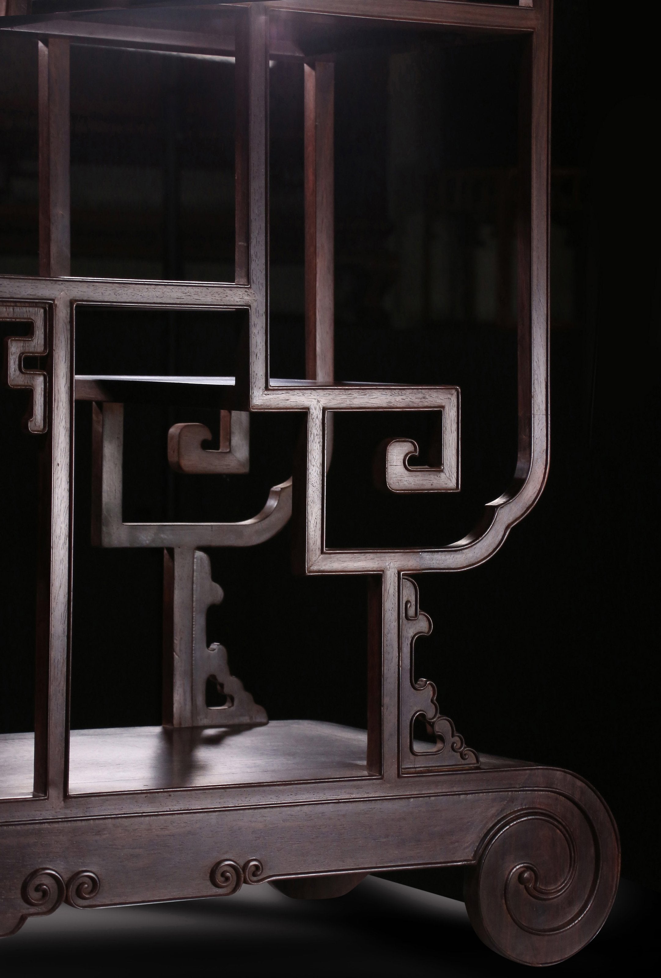 Rosewood scroll book display shelf