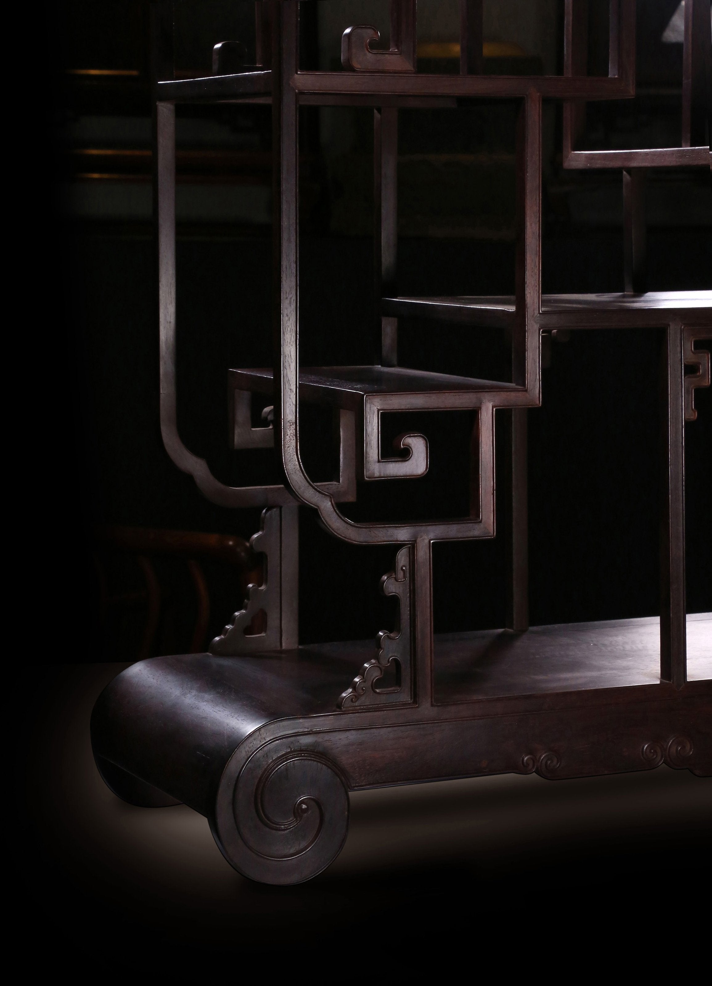 Rosewood scroll book display shelf