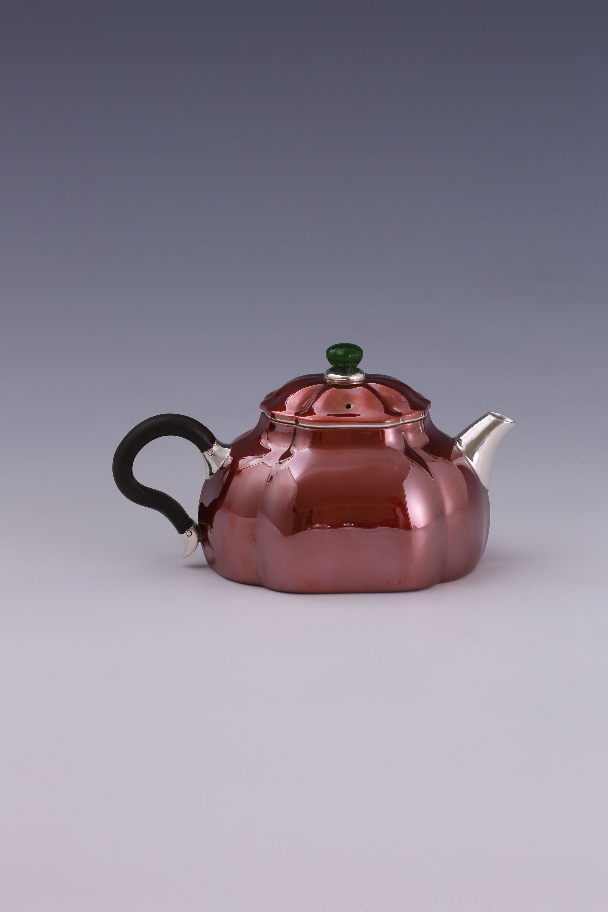 Rectangular Lotus Copper-Plated Silver Teapot