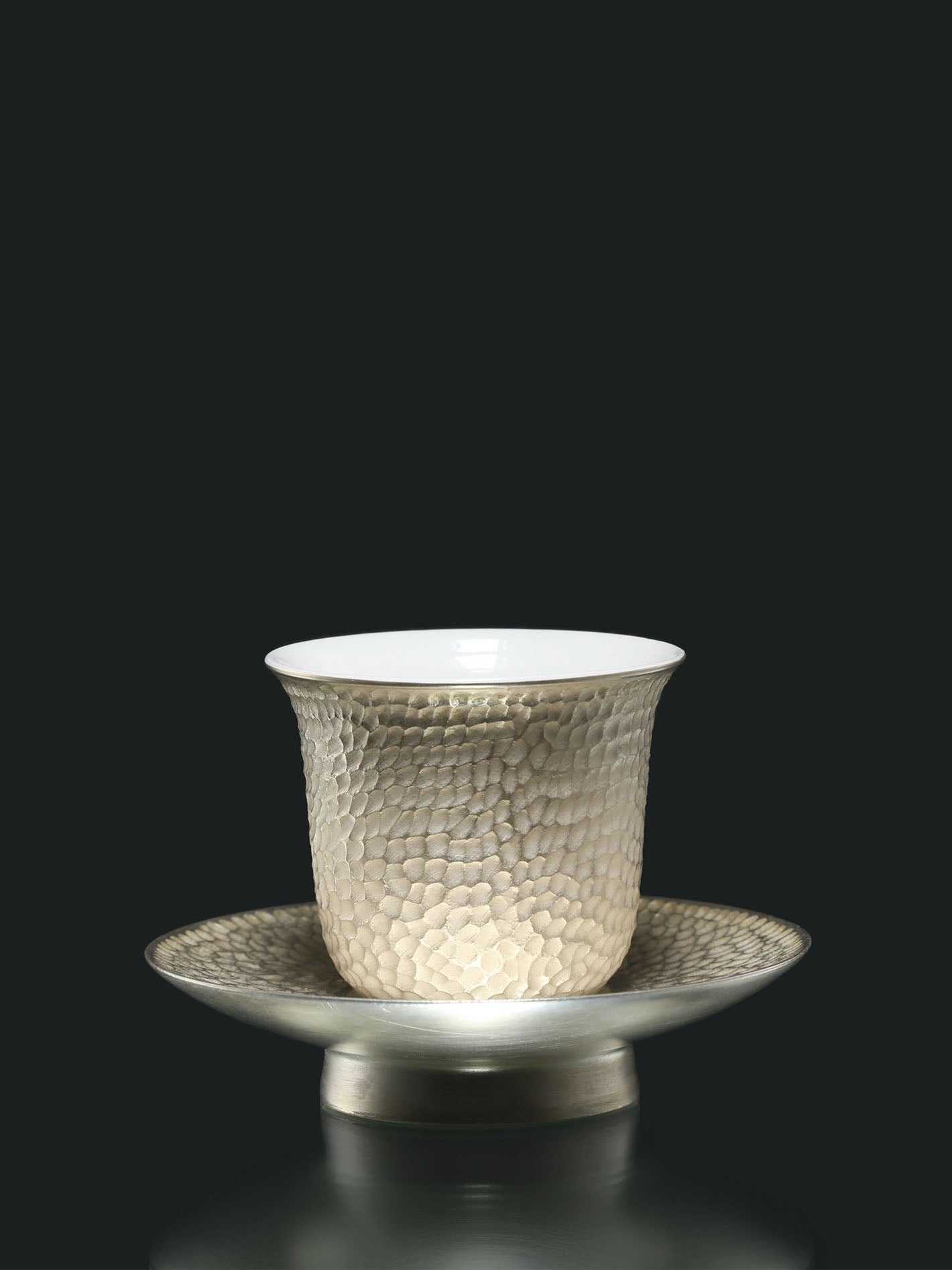 Hammered Silver Glazed Flower Goddess Cup