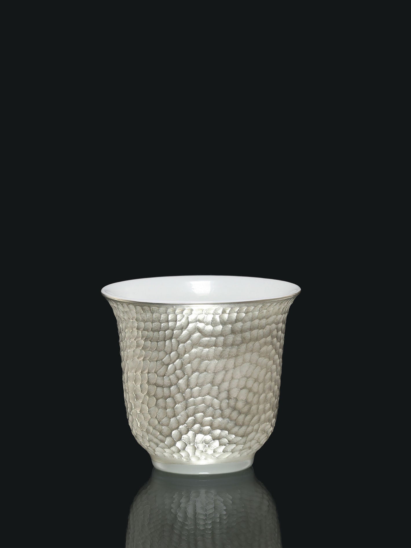 Hammered Silver Glazed Flower Goddess Cup