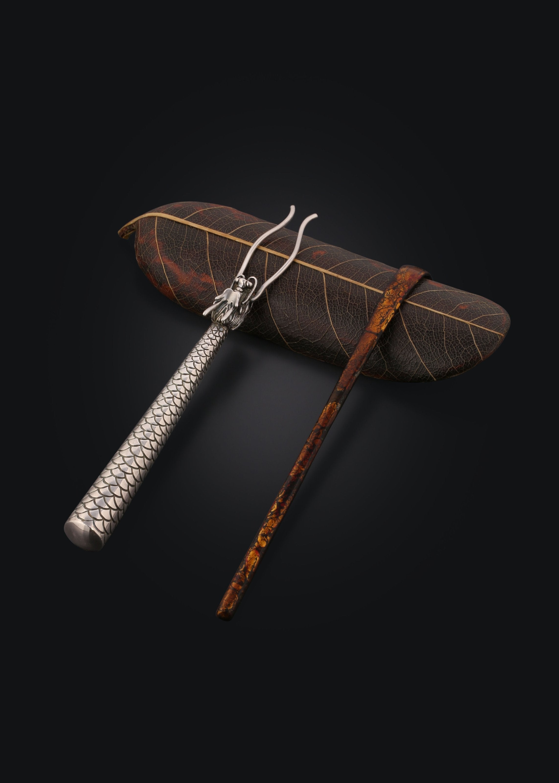 Pure Silver Azure Dragon Tea Pick