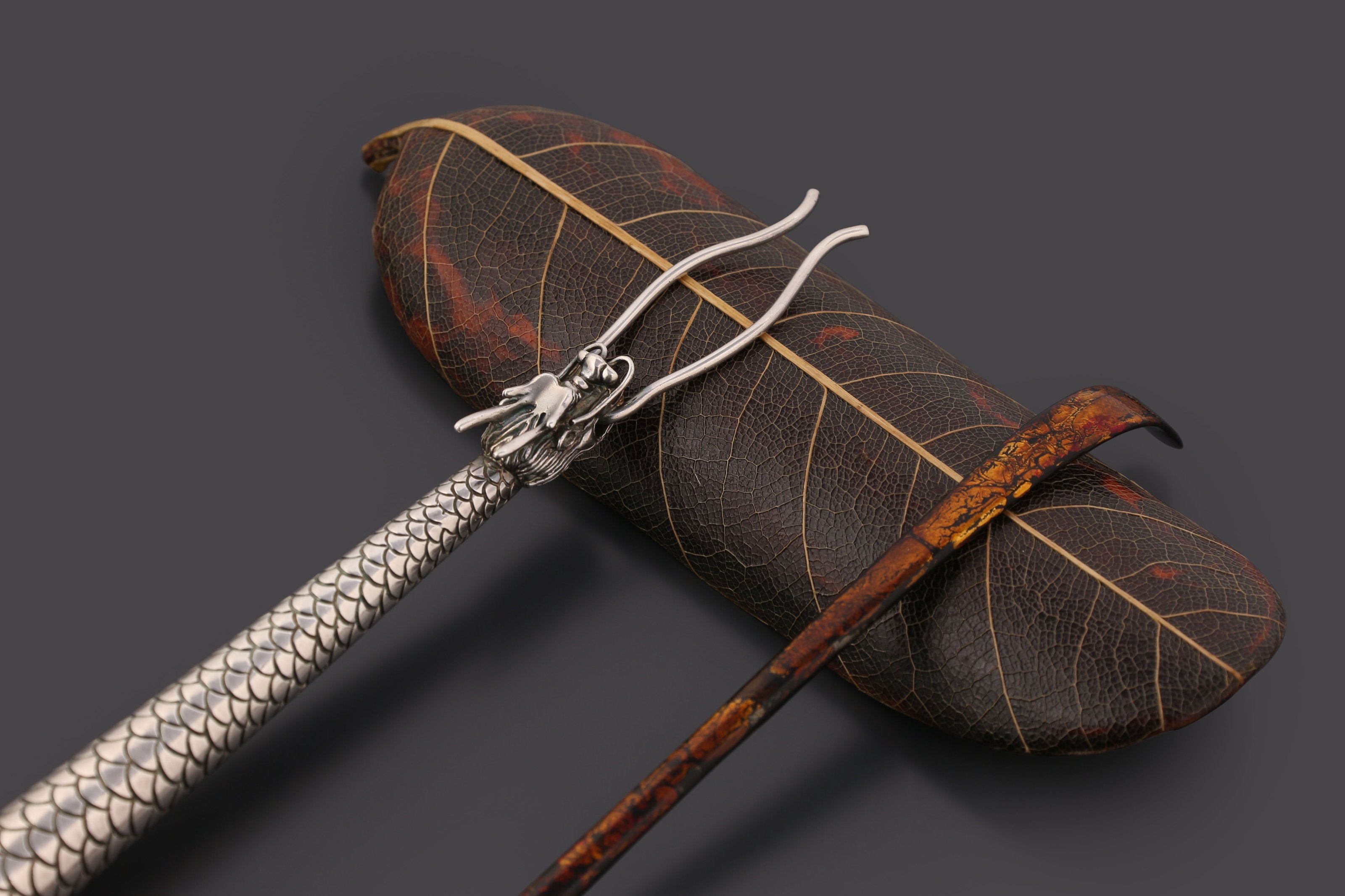 Pure Silver Azure Dragon Tea Pick