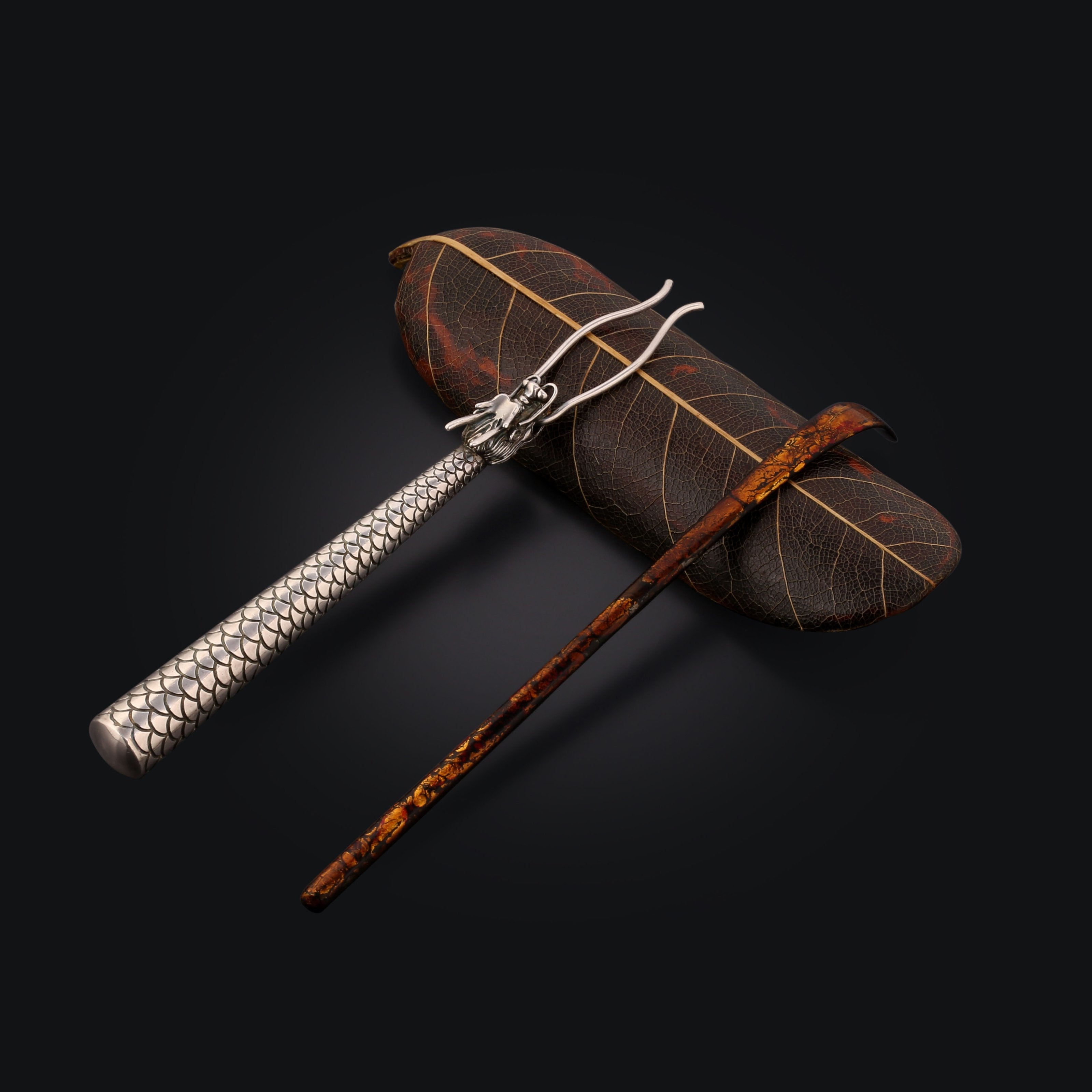 Pure Silver Azure Dragon Tea Pick