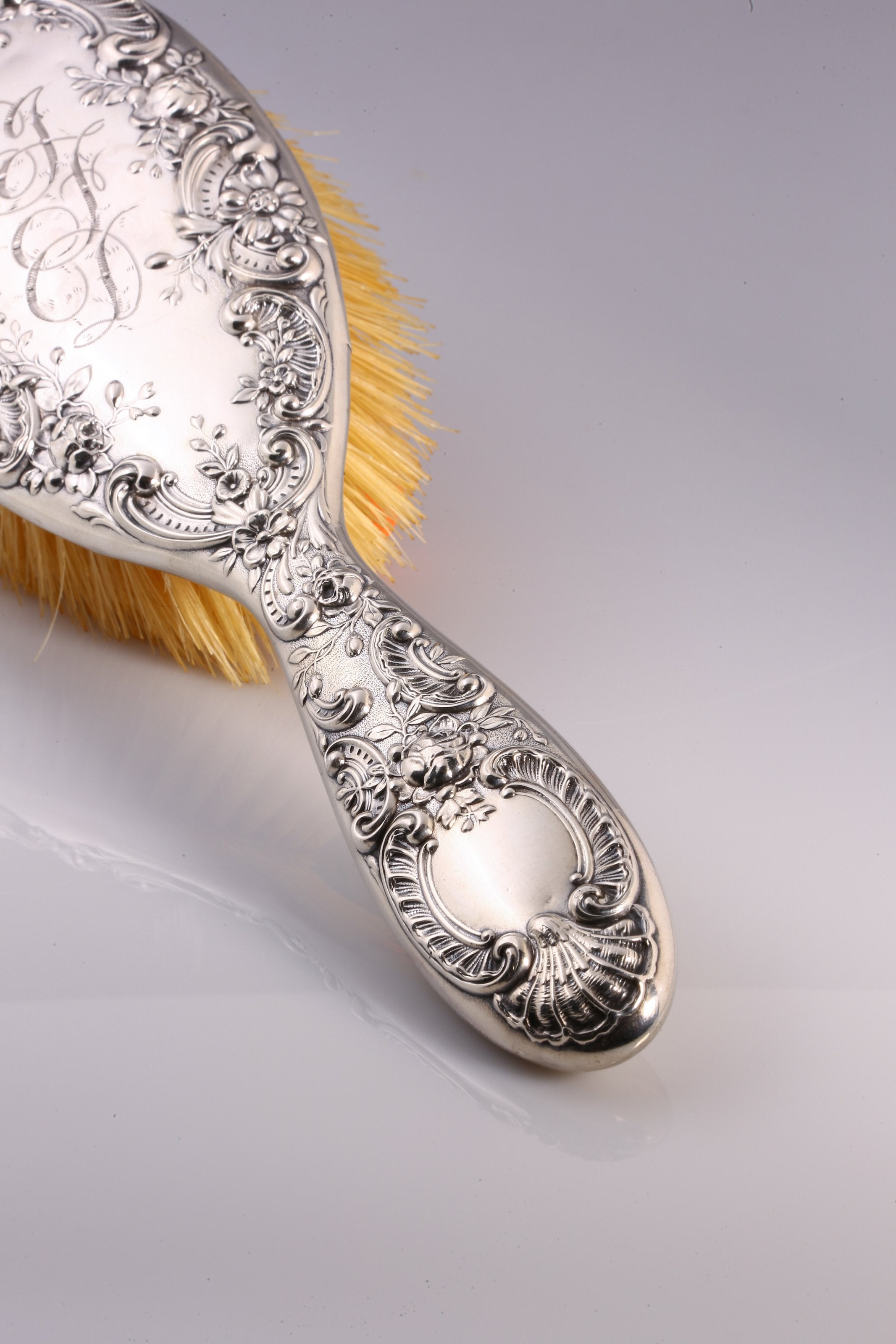 American antique sterling silver long-handled brush