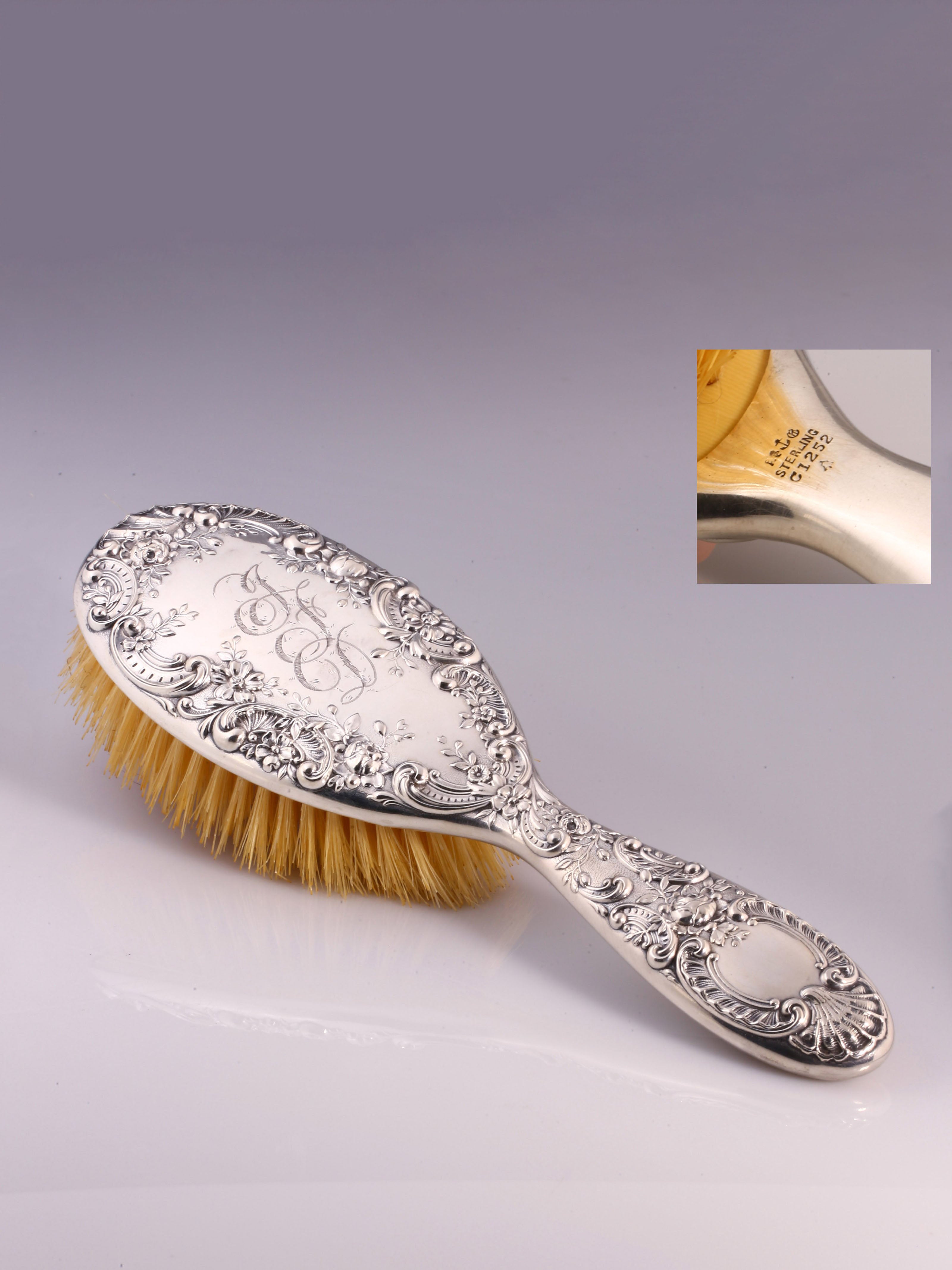 American antique sterling silver long-handled brush