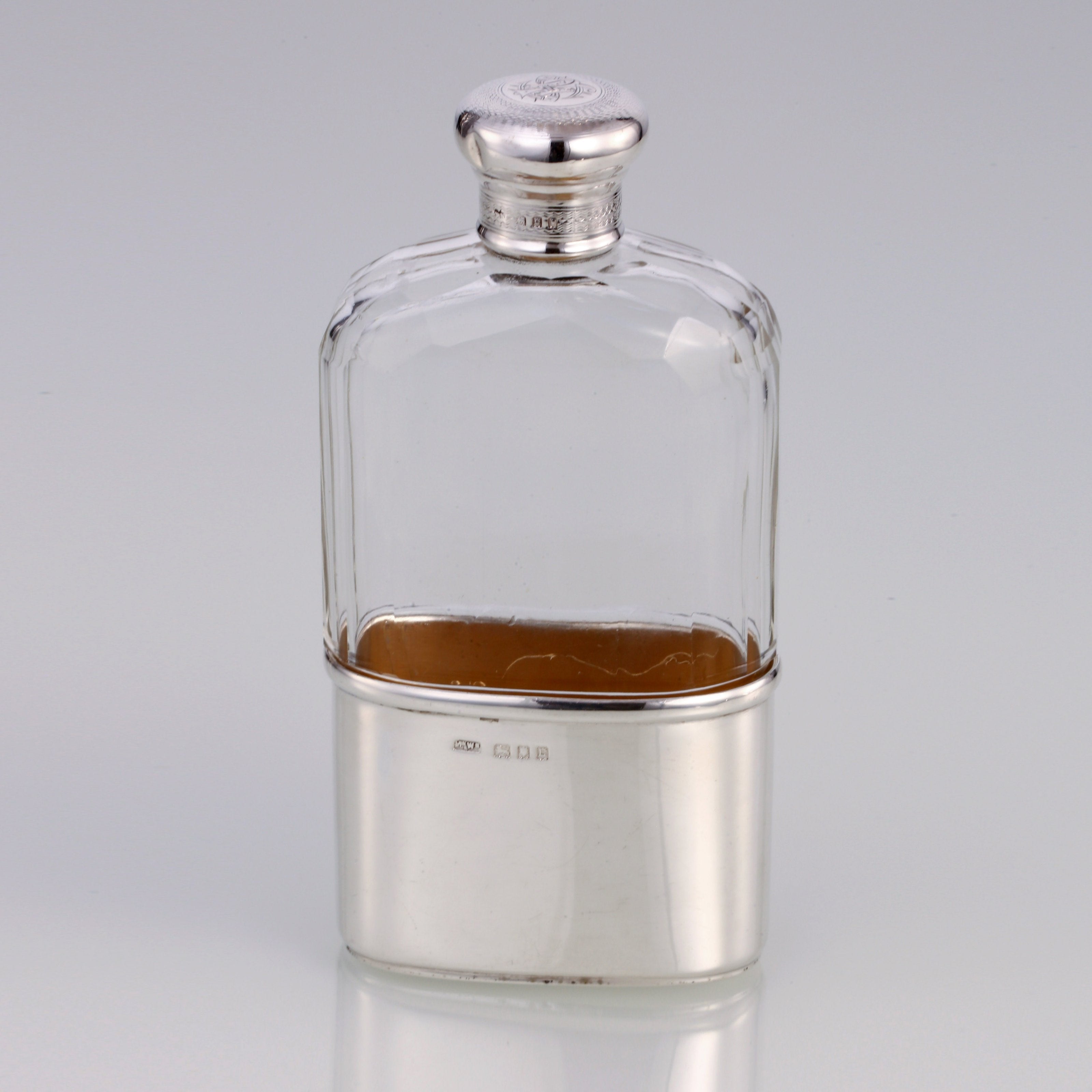 1918 British sterling silver gilt flask