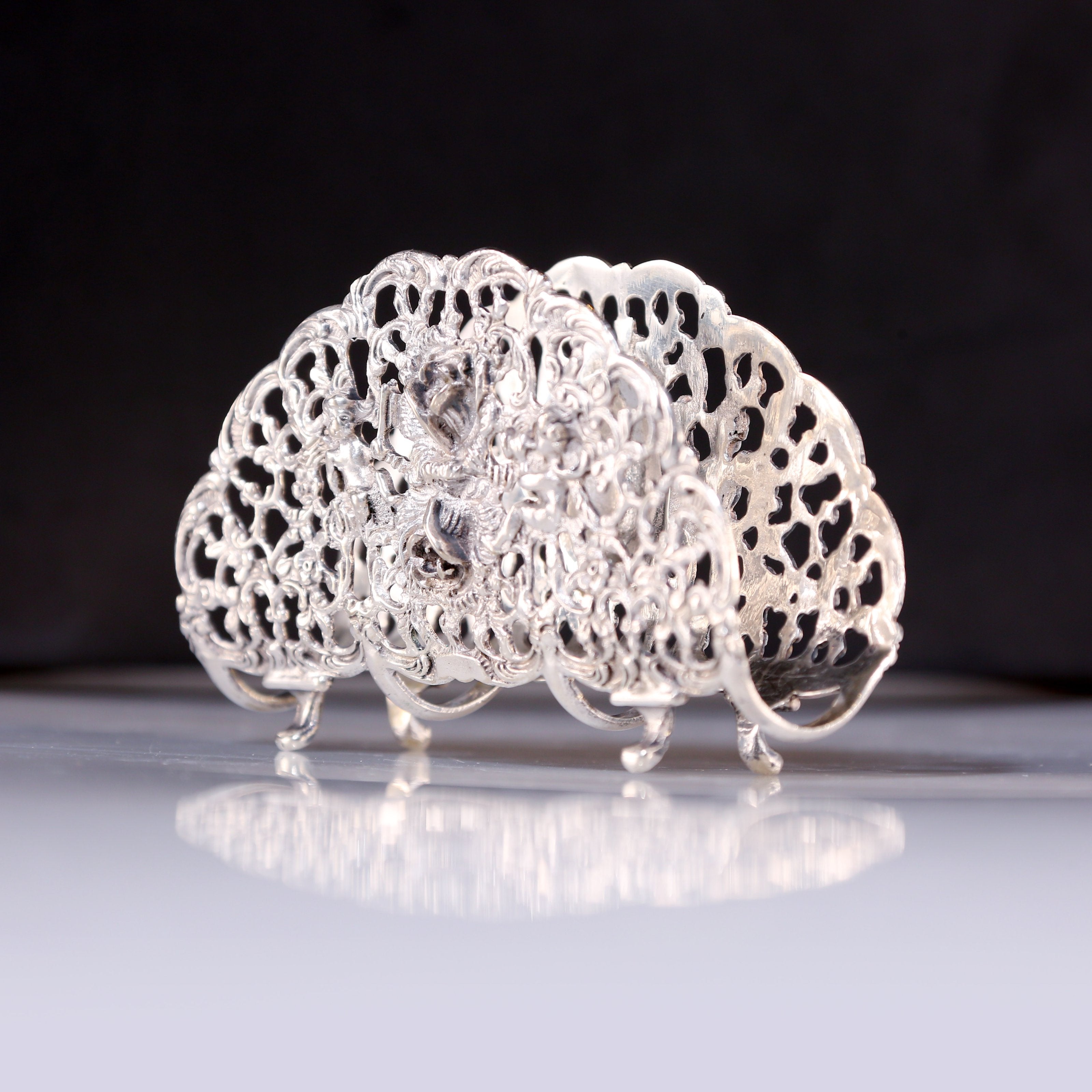 European antique angel sterling silver rose tissue holder